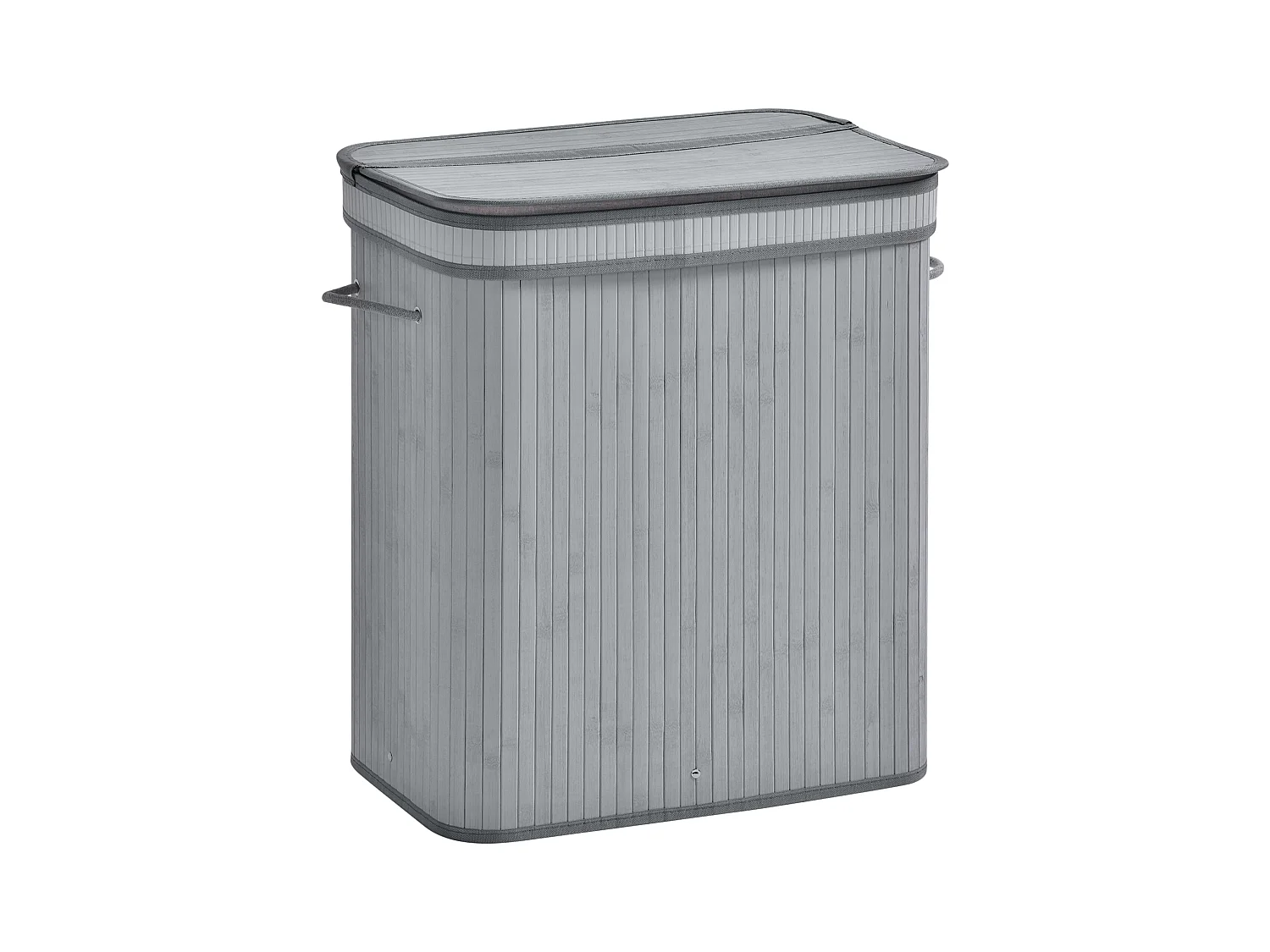 Panier à linge 100L avec couvercle et doublure amovible, en bambou, gris (52x32x63 cm)