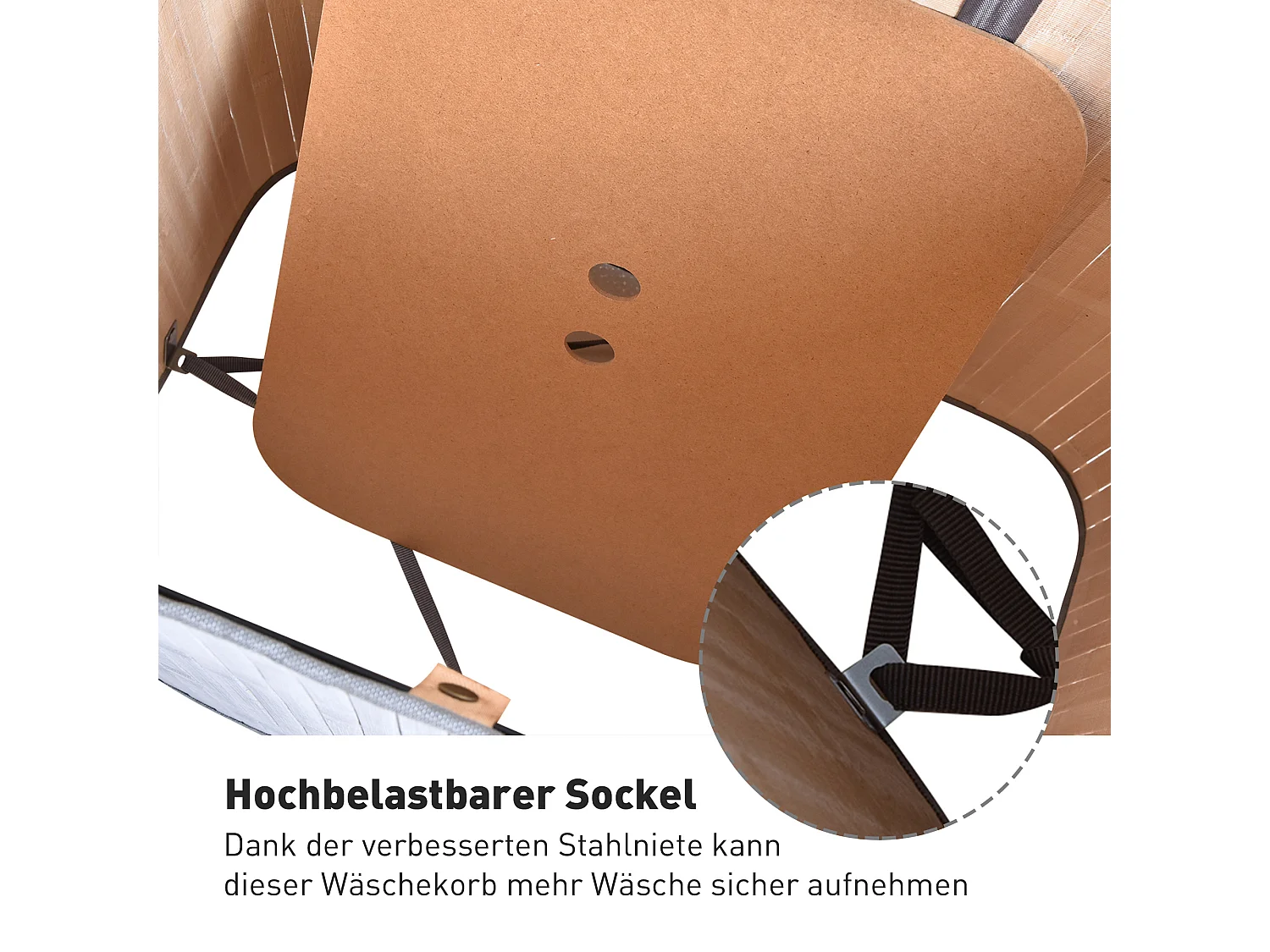 Wasmand 100L met deksel en uitneembare binnenzak, bamboe, grijs (52x32x63 cm)