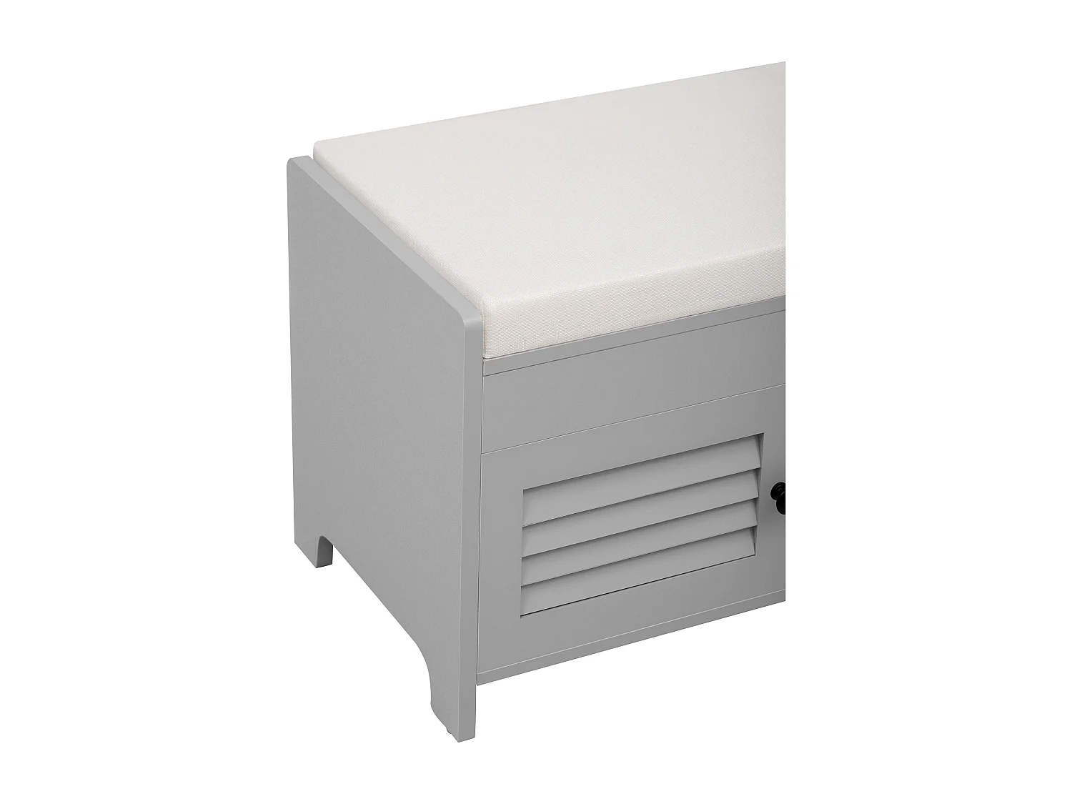 Banco zapatero moderno con asiento, zapatero, cómoda con 3 puertas de lamas y almacenaje oculto con apertura hidráulica, MDF, gris (110x40x50 cm)