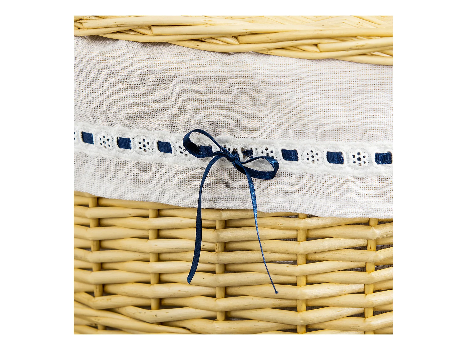 Wäschekorb mit Deckel, natürliches Korbgeflecht, 100 l Fassungsvermögen, Aufbewahrung für Schlafzimmer und Badezimmer (51 x 38 x 57 cm)