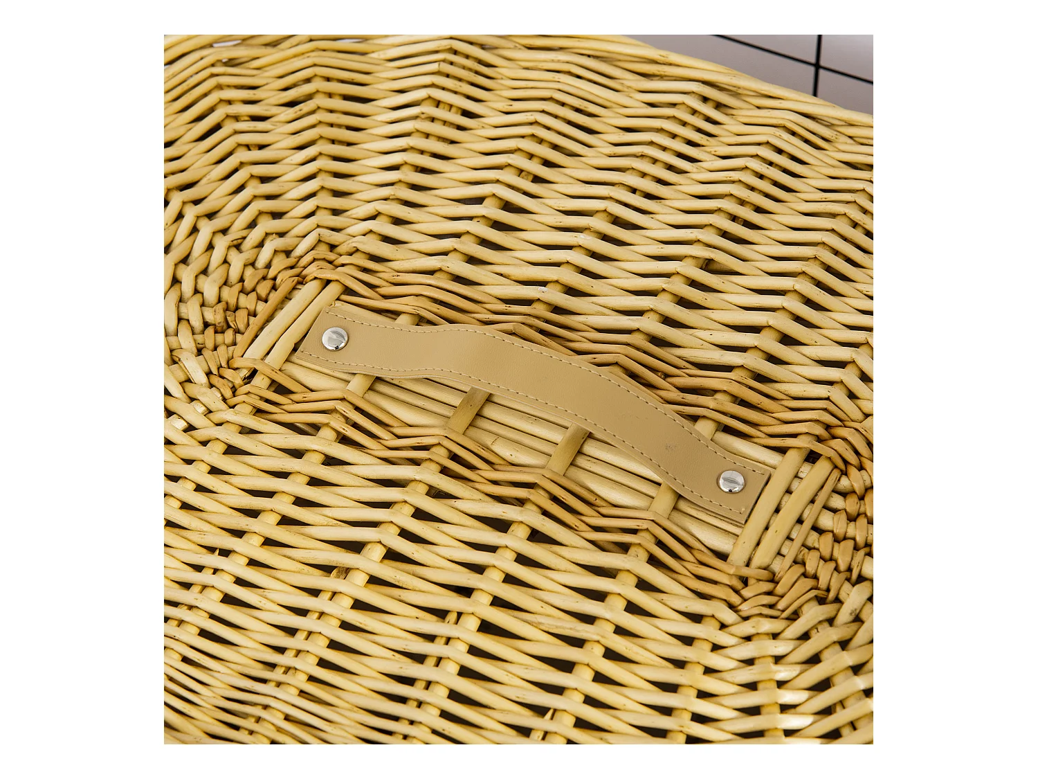 Wäschekorb mit Deckel, natürliches Korbgeflecht, 100 l Fassungsvermögen, Aufbewahrung für Schlafzimmer und Badezimmer (51 x 38 x 57 cm)