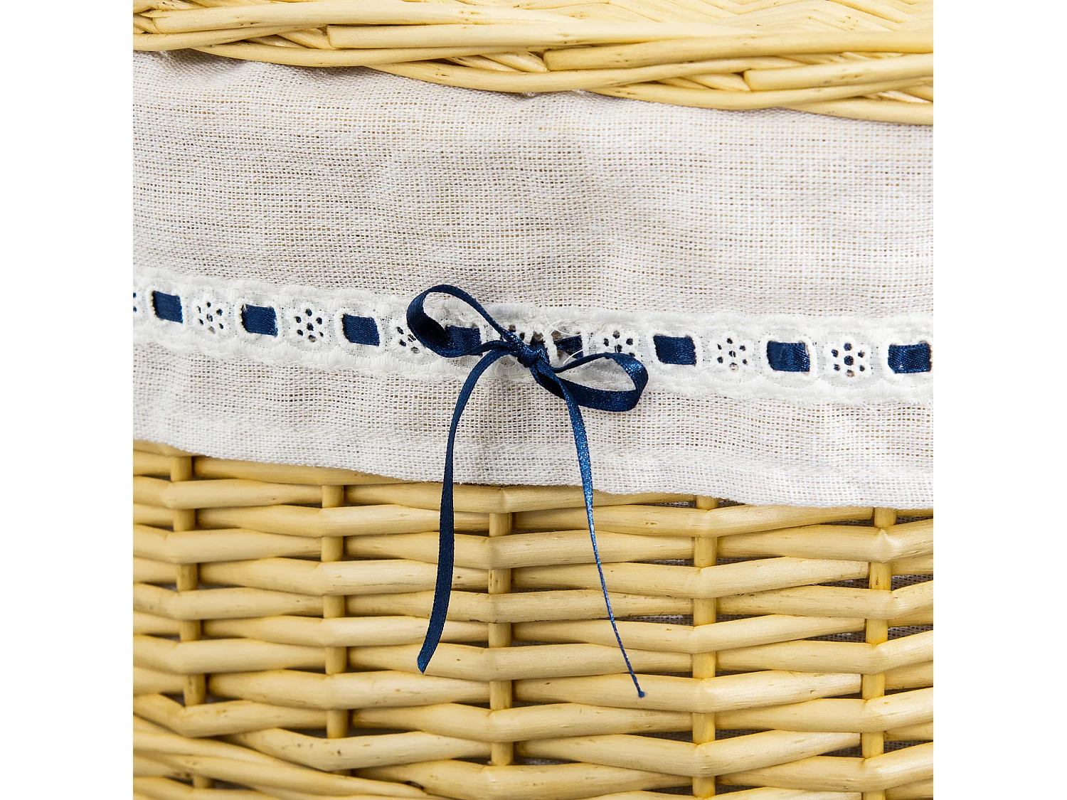 Panier à linge avec couvercle, osier naturel, capacité 100L, rangement pour chambre et salle de bain (51x38x57cm)