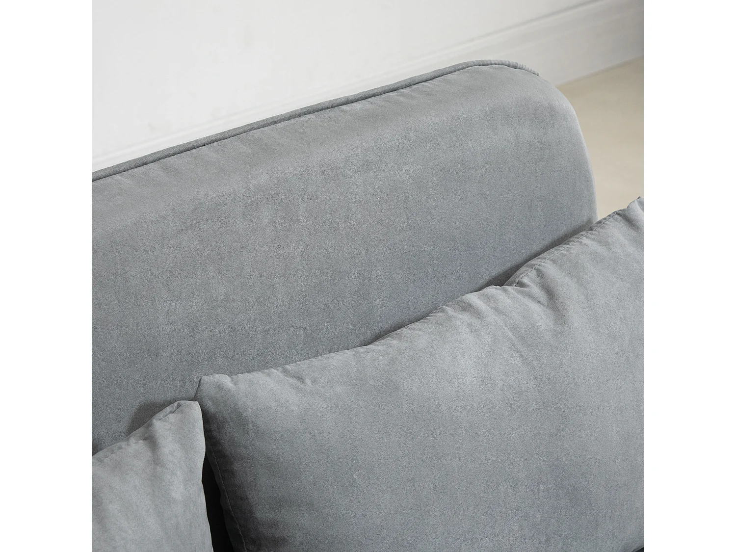 Canapé-lit 2 places avec fonction lit, dossier réglable, polyester, gris clair (111x80x78cm)