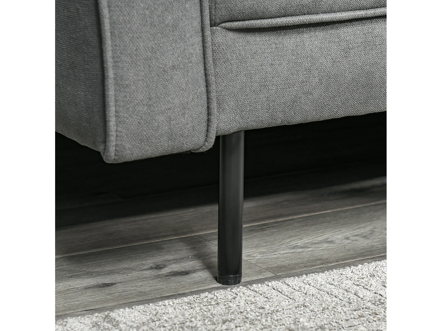 Canapé convertible 3 places avec fonction lit et angle ajustable, design vintage, eucalyptus et coton, gris (187x91x85 cm)