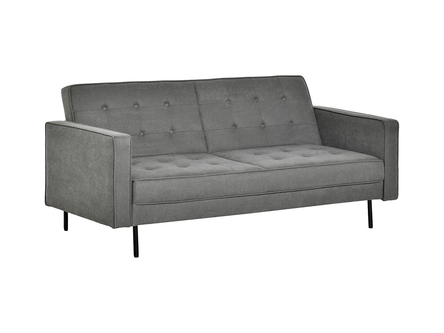 Canapé convertible 3 places avec fonction lit et angle ajustable, design vintage, eucalyptus et coton, gris (187x91x85 cm)