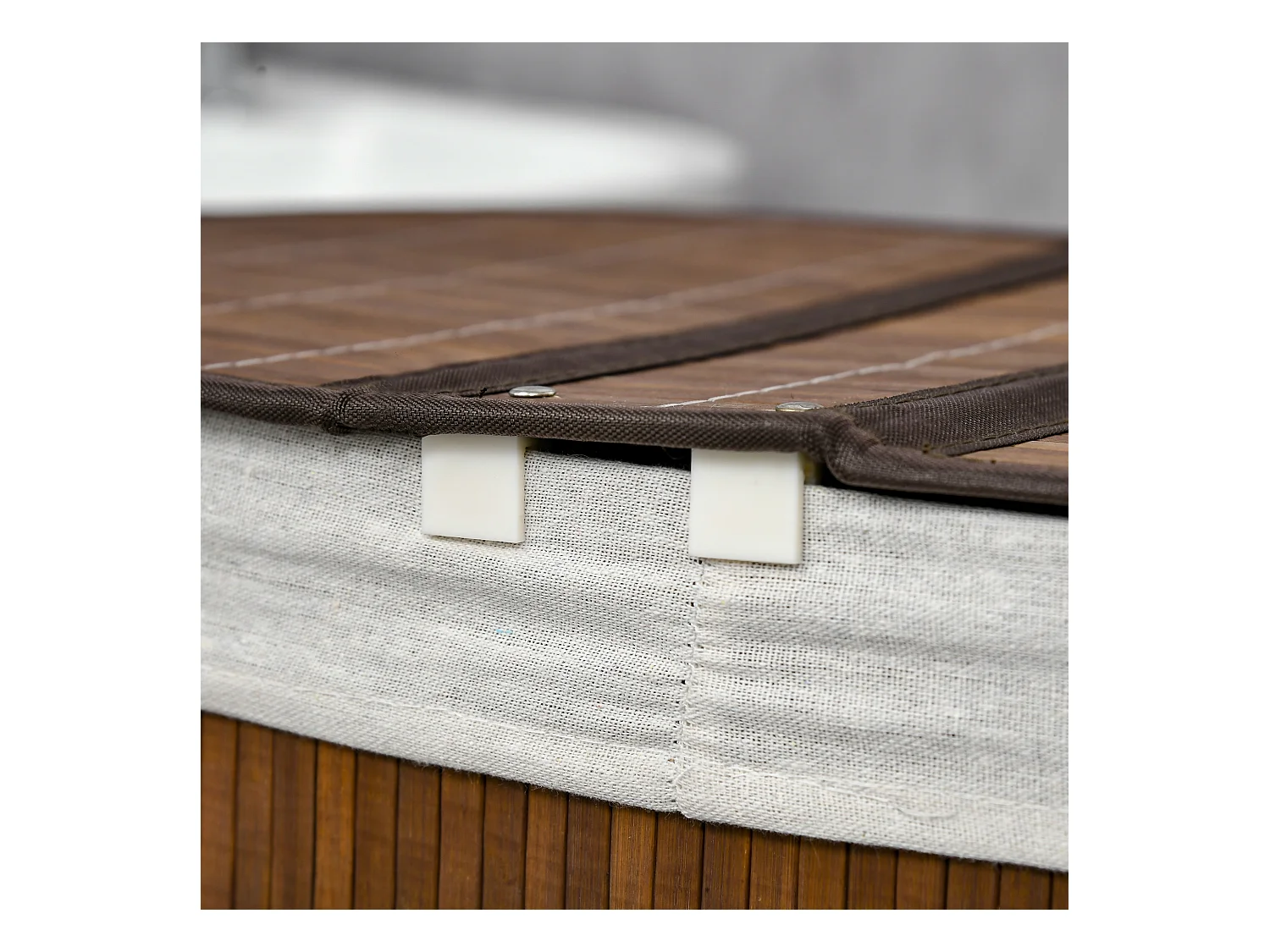 Panier à linge 100L avec couvercle et poignées, tri de linge avec 2 sacs, bambou, brun (62.5x37x60.5 cm)