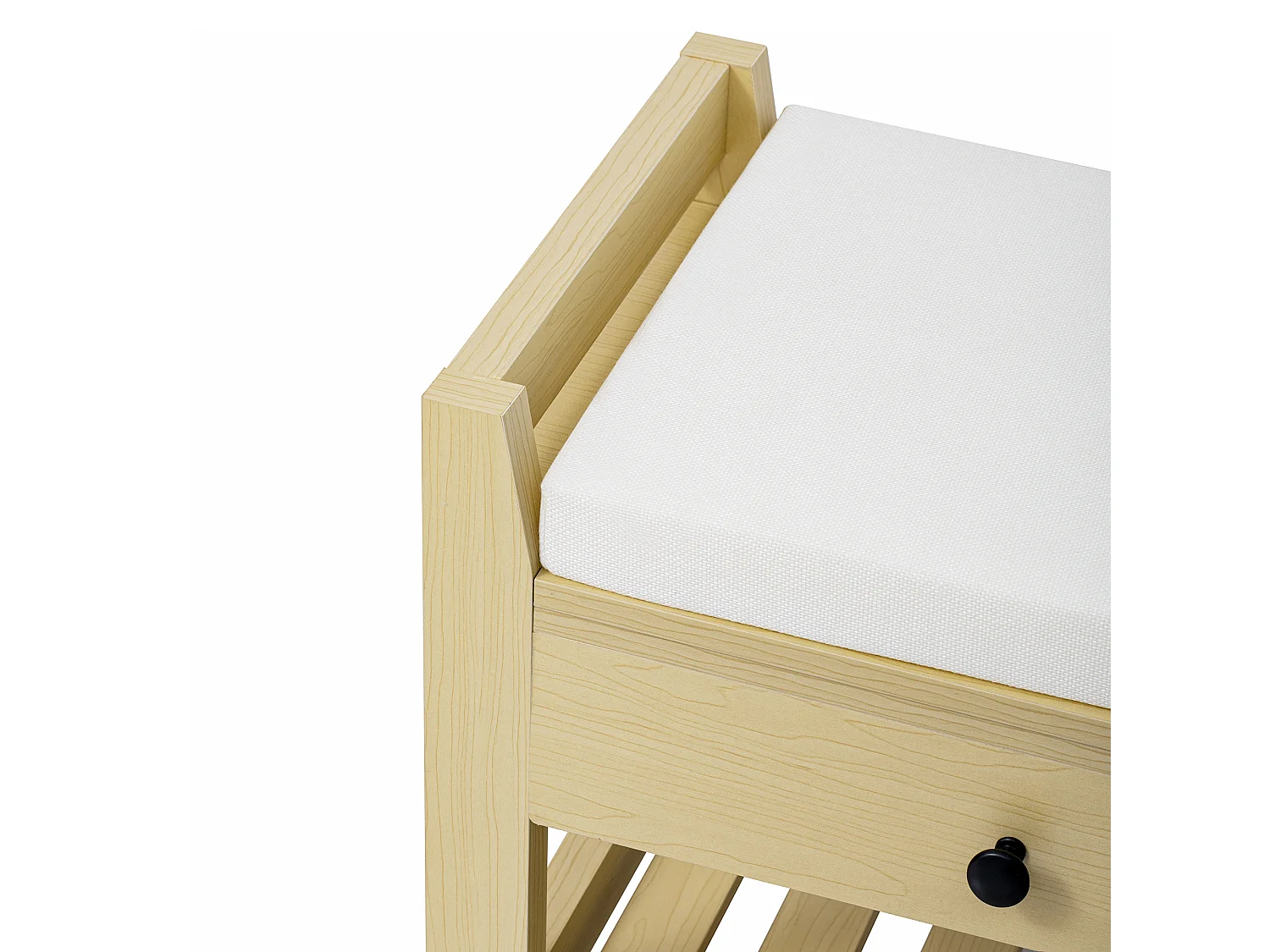 Banc à chaussures moderne avec assise et rangement, surface en coussin doux, étagère à chaussures pour entrée, MDF, naturel (101x35x50 cm)
