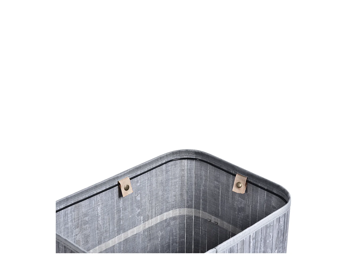 Panier à linge pliable avec couvercle, sac lavable amovible, bambou gris (40x30x60cm)