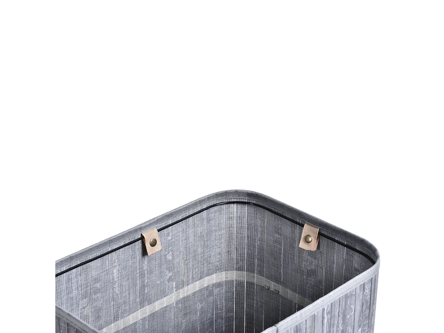 Panier à linge pliable avec couvercle, sac lavable amovible, bambou gris (40x30x60cm)