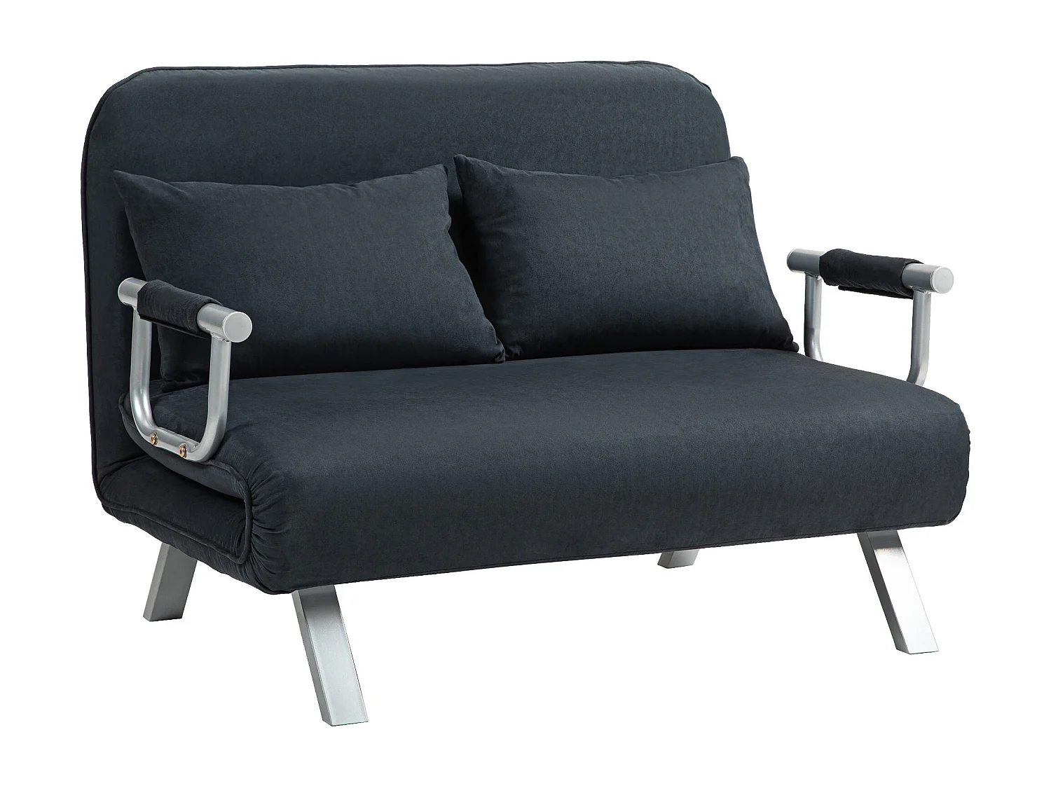 2-zits slaapbank met rugleuningverstelling, in fluweel, zwart (111x80x78 cm)