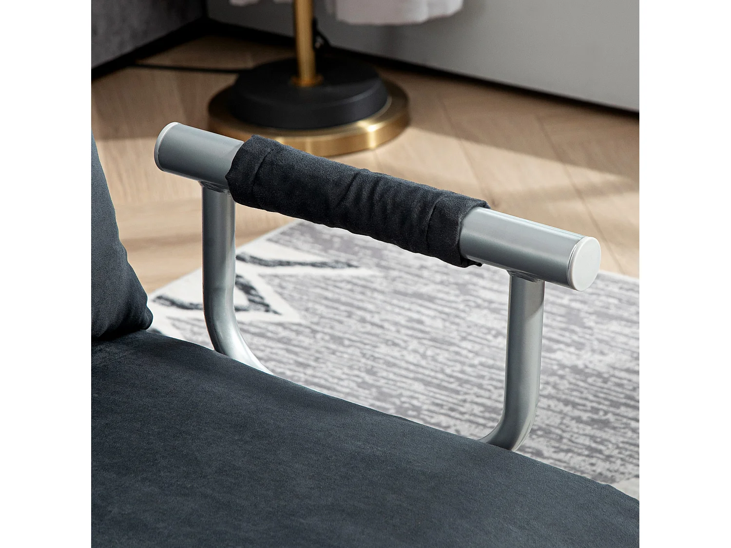 2-zits slaapbank met rugleuningverstelling, in fluweel, zwart (111x80x78 cm)