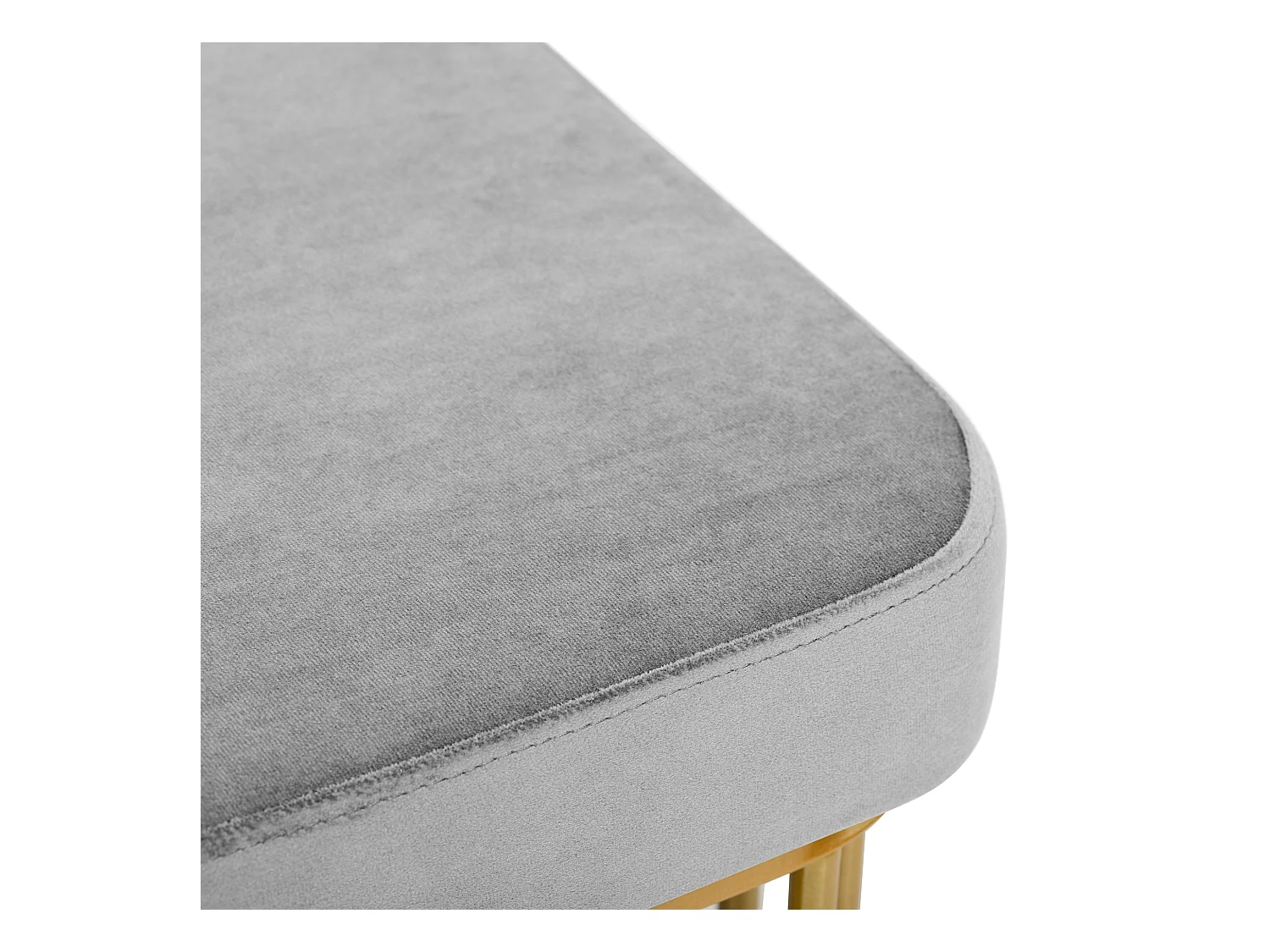 Banquette moderne pour chaussures avec assise en velours et cadre en métal, pieds ajustables, design compact, gris et or (80x35x39.5 cm)