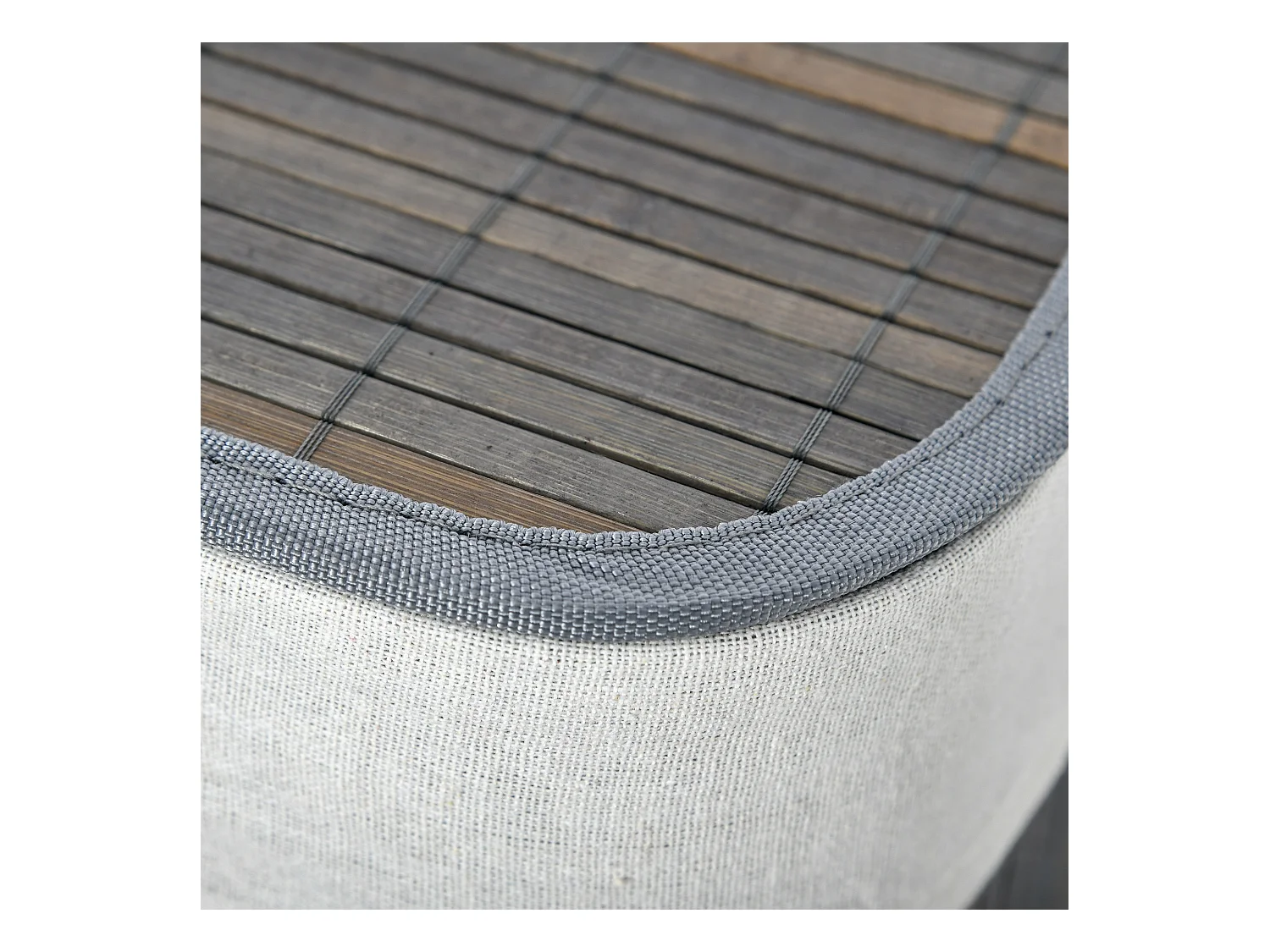 Panier à linge 100L avec 2 compartiments, bambou, gris (52x32x63 cm)