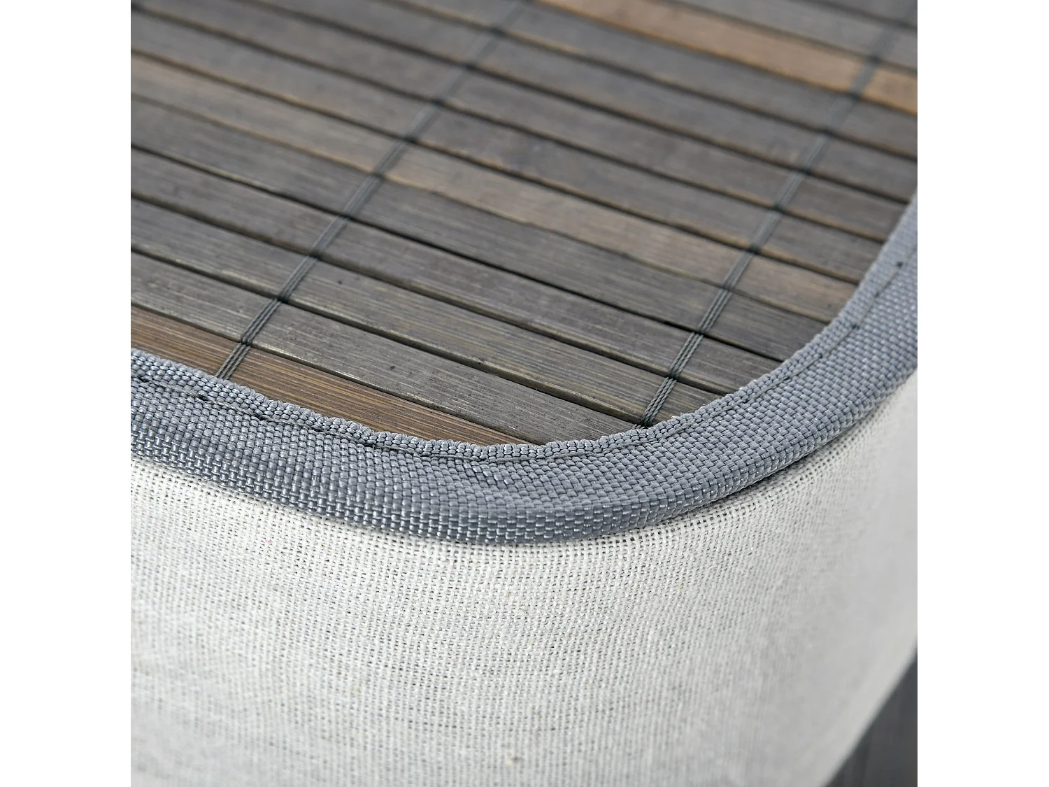 Panier à linge 100L avec 2 compartiments, bambou, gris (52x32x63 cm)