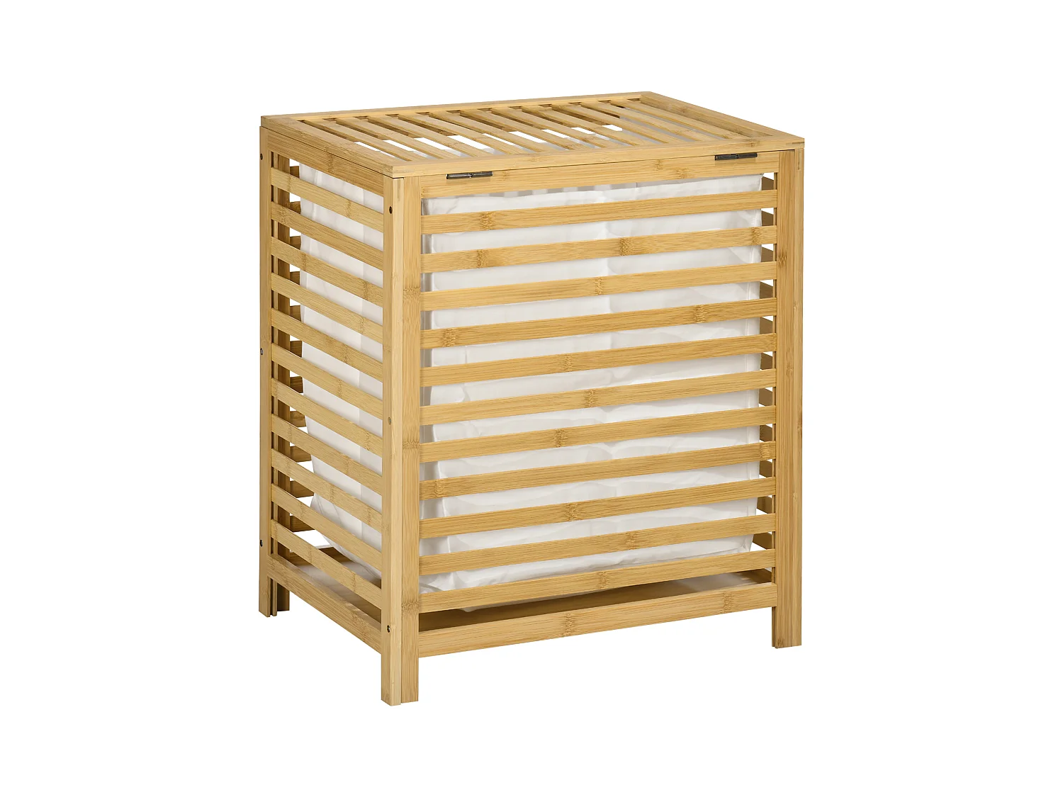 Panier à linge 55L avec sac amovible, bambou, naturel (50x36x60 cm)