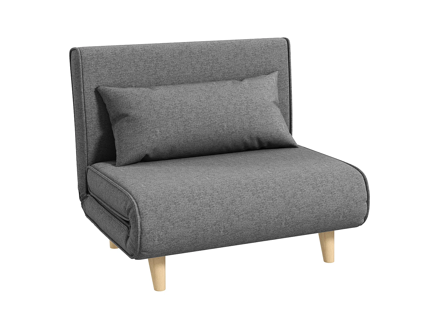 Canapé-lit avec dossier réglable, design scandinave, en lin, gris (95x95x80 cm)