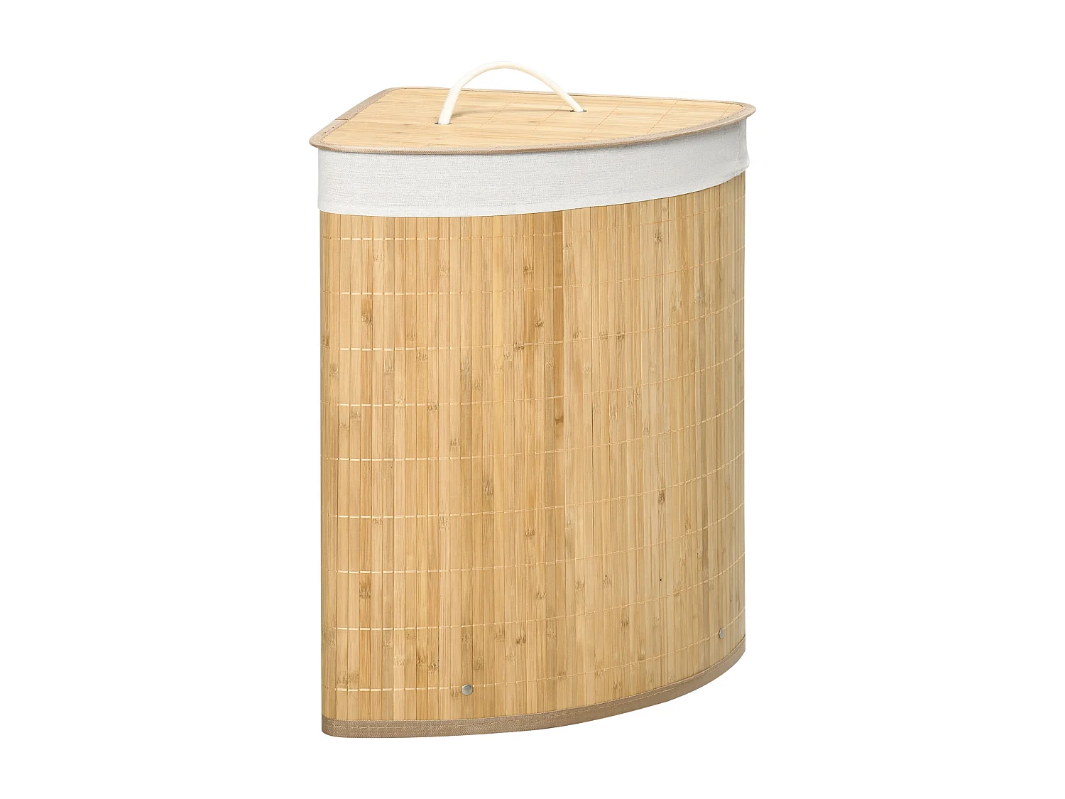 Panier à linge en bambou avec couvercle et sac amovible, bois naturel et blanc (38x38x57cm)