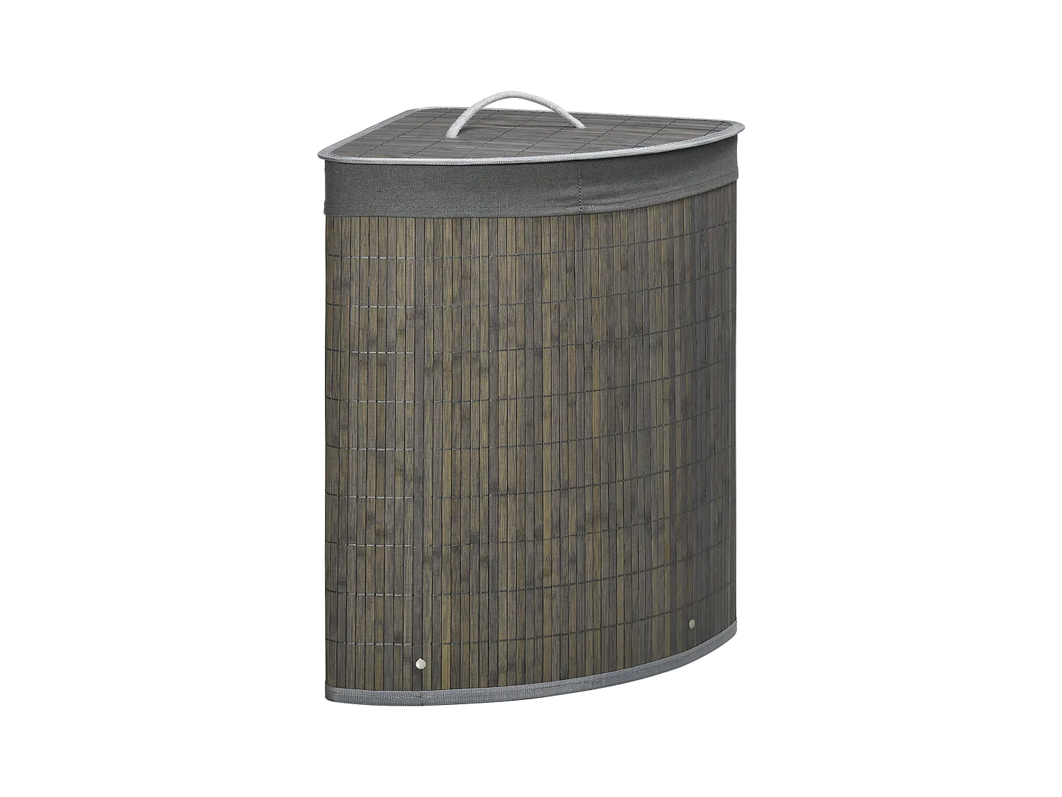 Panier à linge en bambou avec couvercle et sac amovible, 55L, gris (38x38x57 cm)