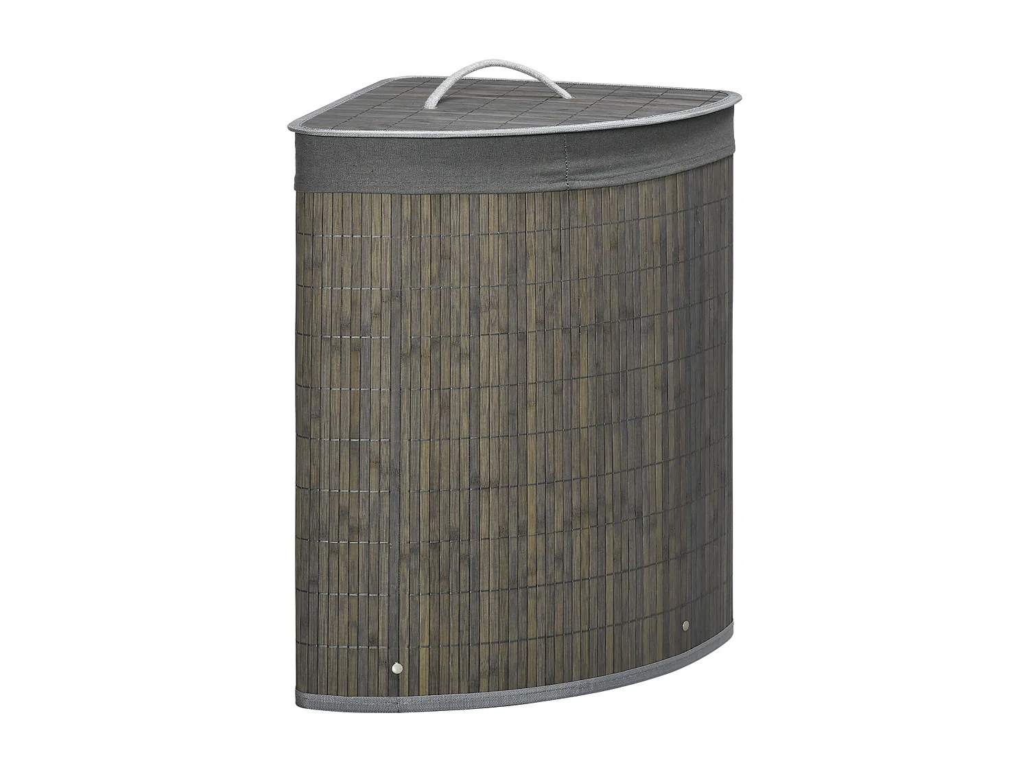 Panier à linge en bambou avec couvercle et sac amovible, 55L, gris (38x38x57 cm)