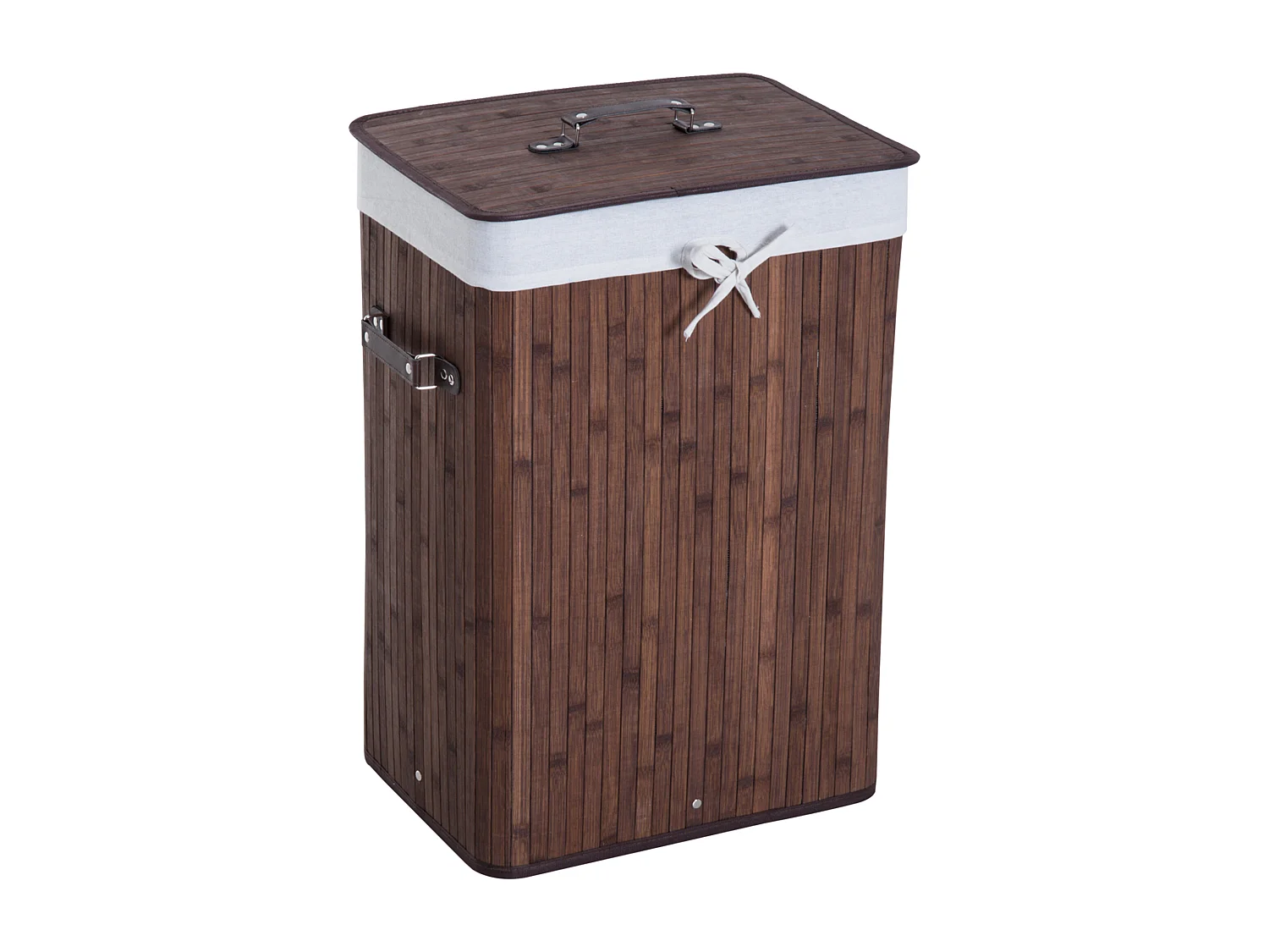 Panier à Linge avec Couvercle et 72L de Capacité, Bambou et Tissu, Marron (40x30x60 cm)