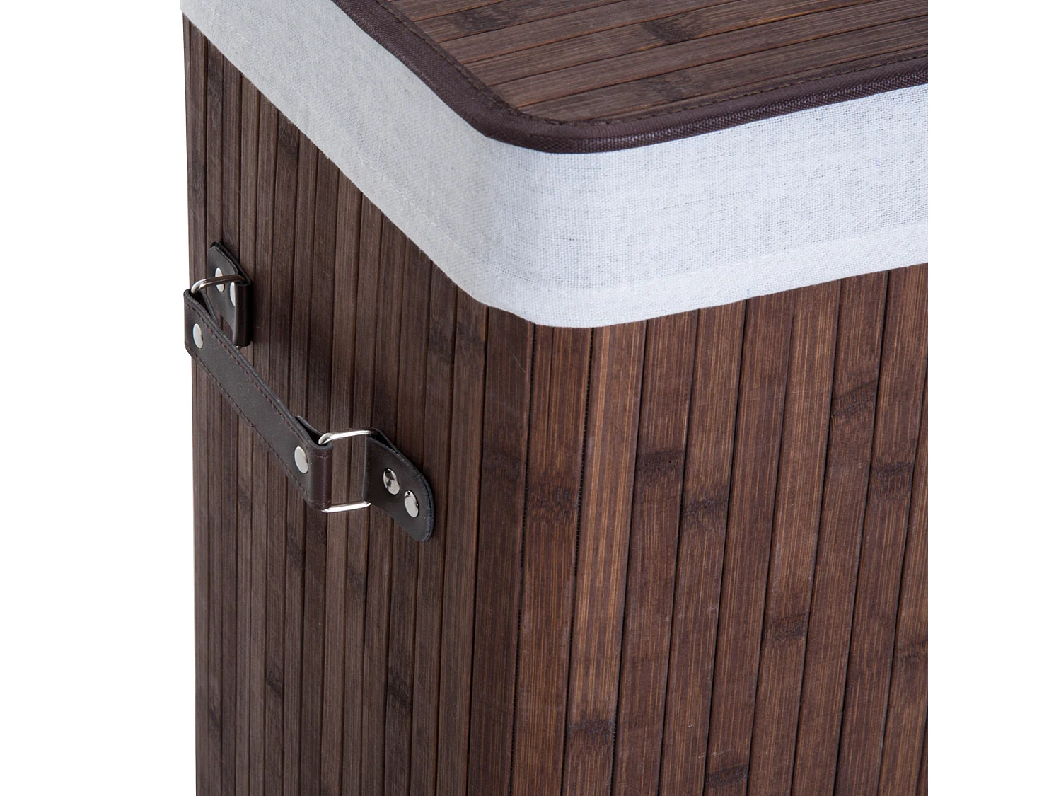 Panier à Linge avec Couvercle et 72L de Capacité, Bambou et Tissu, Marron (40x30x60 cm)