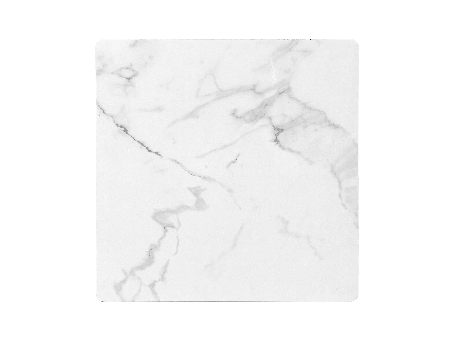 Set de 2 tables basses carrées, finition marbre brillant, pieds réglables, MDF, blanc (60x60x45cm & 45x45x40cm)