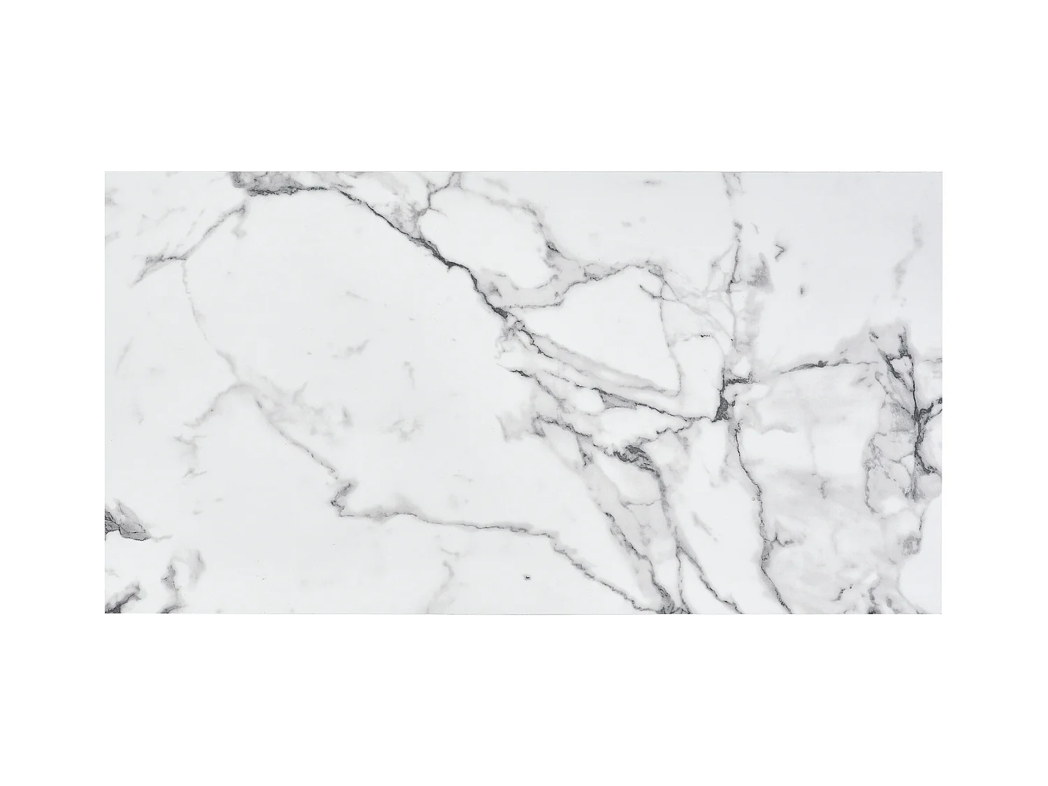 Table basse rectangulaire style Mid Century Modern, plateau plaqué marbre, MDF, blanc (106x55x45cm)