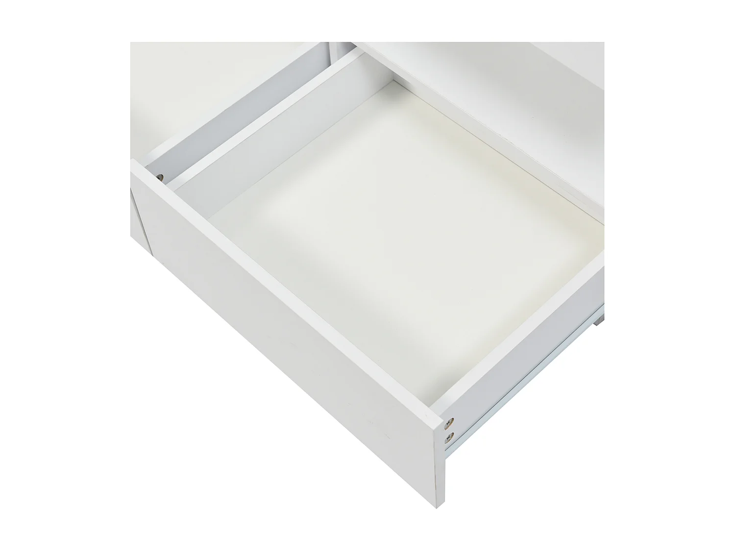 Tavolino laccato con LED, 2 cassetti, piano in acrilico, bianco (100x60x49,5cm)