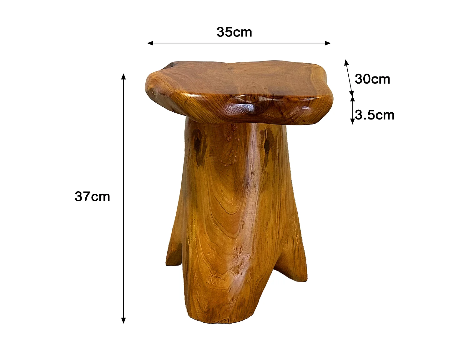 Table basse en racines de pin massif, multifonction, banc, porte-plantes, design irrégulier, bois naturel (L30 x l35 x H37 cm)