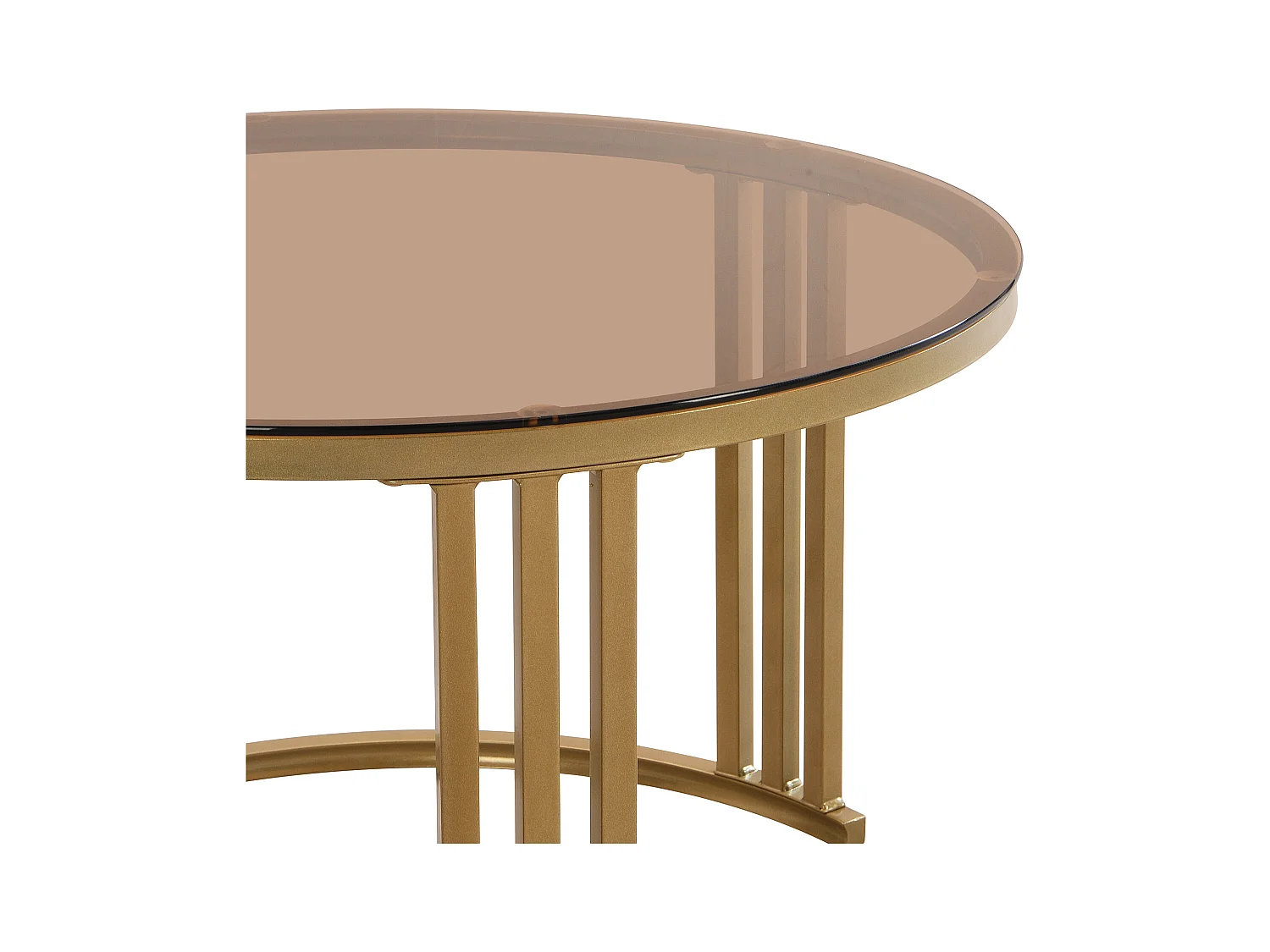 Table basse ronde 2-en-1 en MDF, avec plateau en verre trempé blanc et marron, 2 tiroirs, (70x70x45 + 50x50x40 cm)