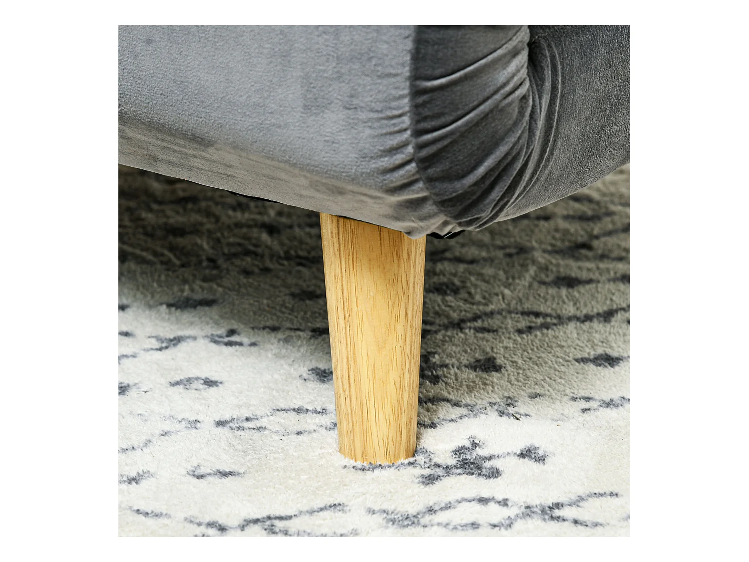 Fauteuil convertible avec coussin, dossier réglable 6 positions, velours gris (72x78x79cm)