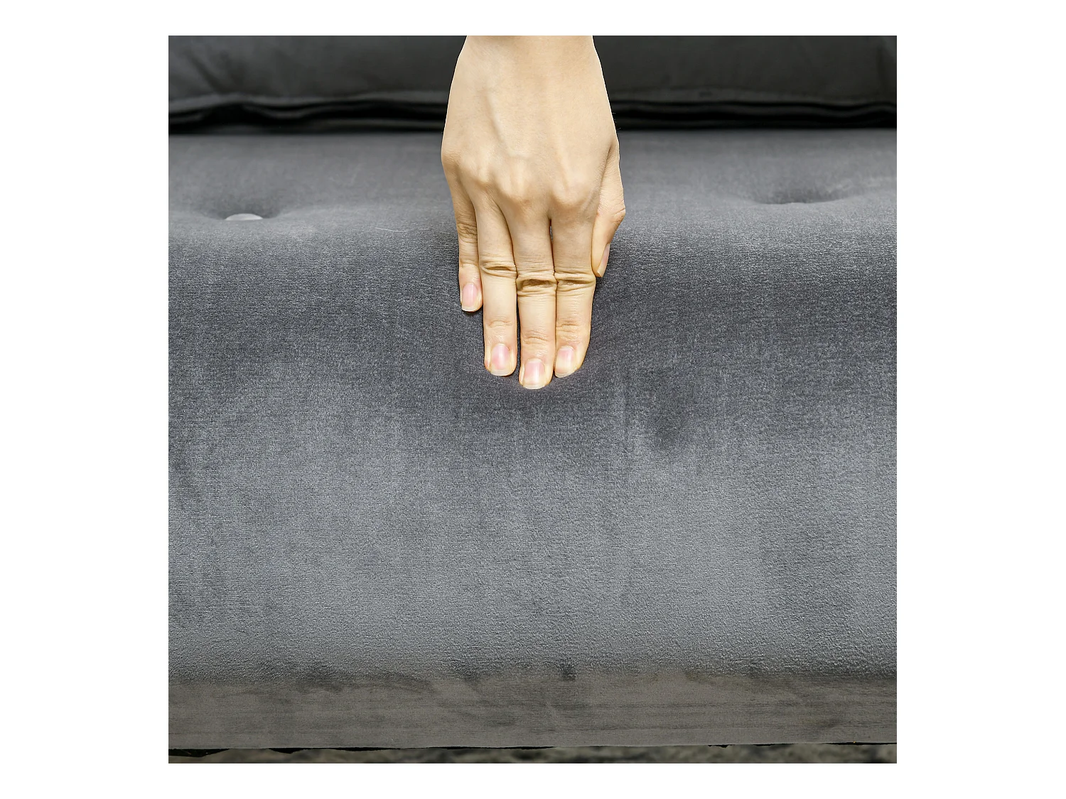 Fauteuil convertible avec coussin, dossier réglable 6 positions, velours gris (72x78x79cm)