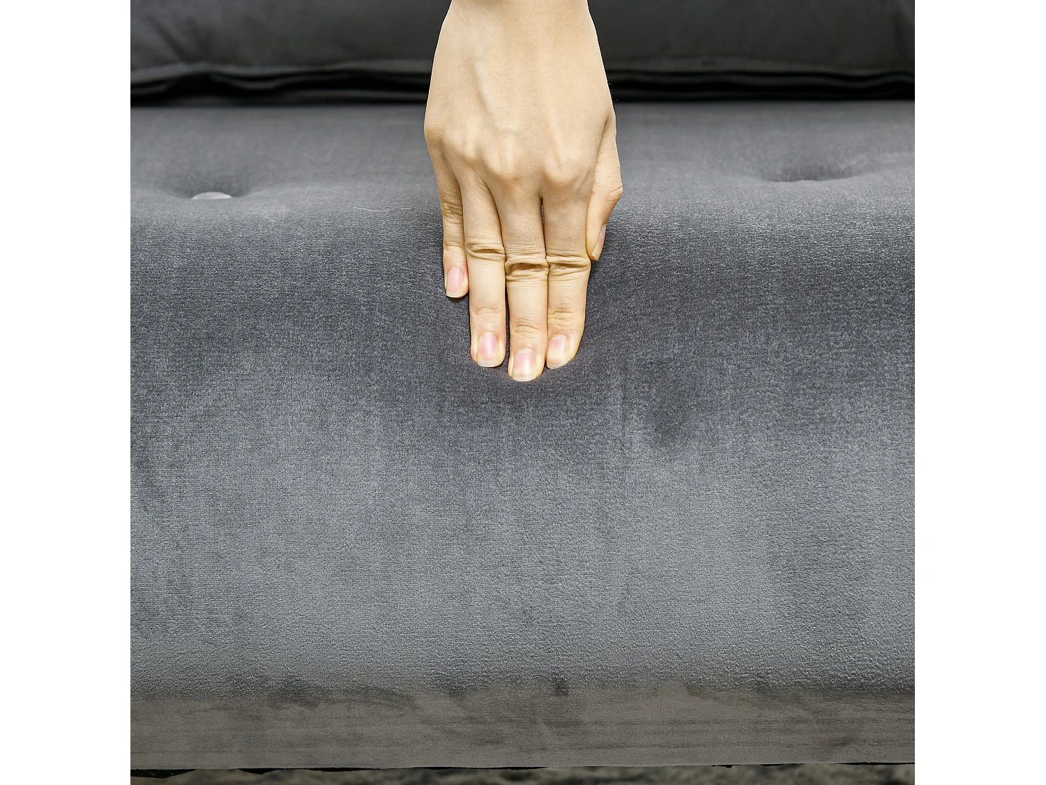 Fauteuil convertible avec coussin, dossier réglable 6 positions, velours gris (72x78x79cm)