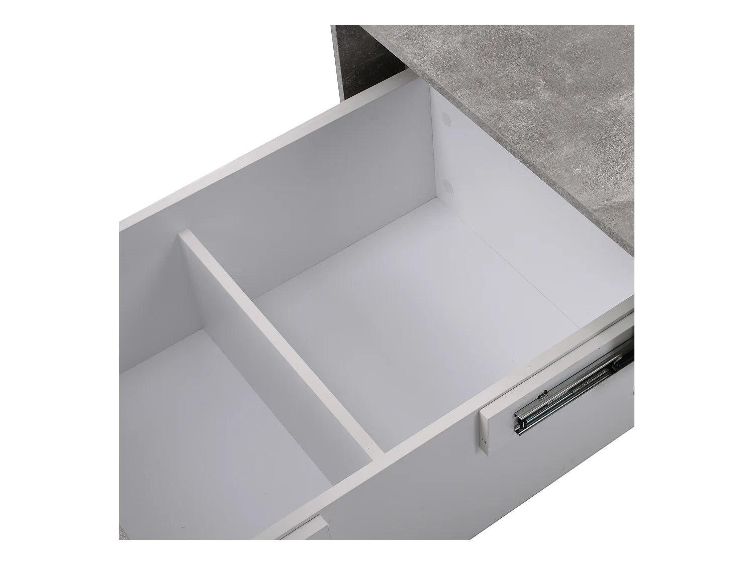 Table basse universelle à finition laquée avec plateau extensible et rangement, panneau de particules, gris (91x62.5x45 cm)