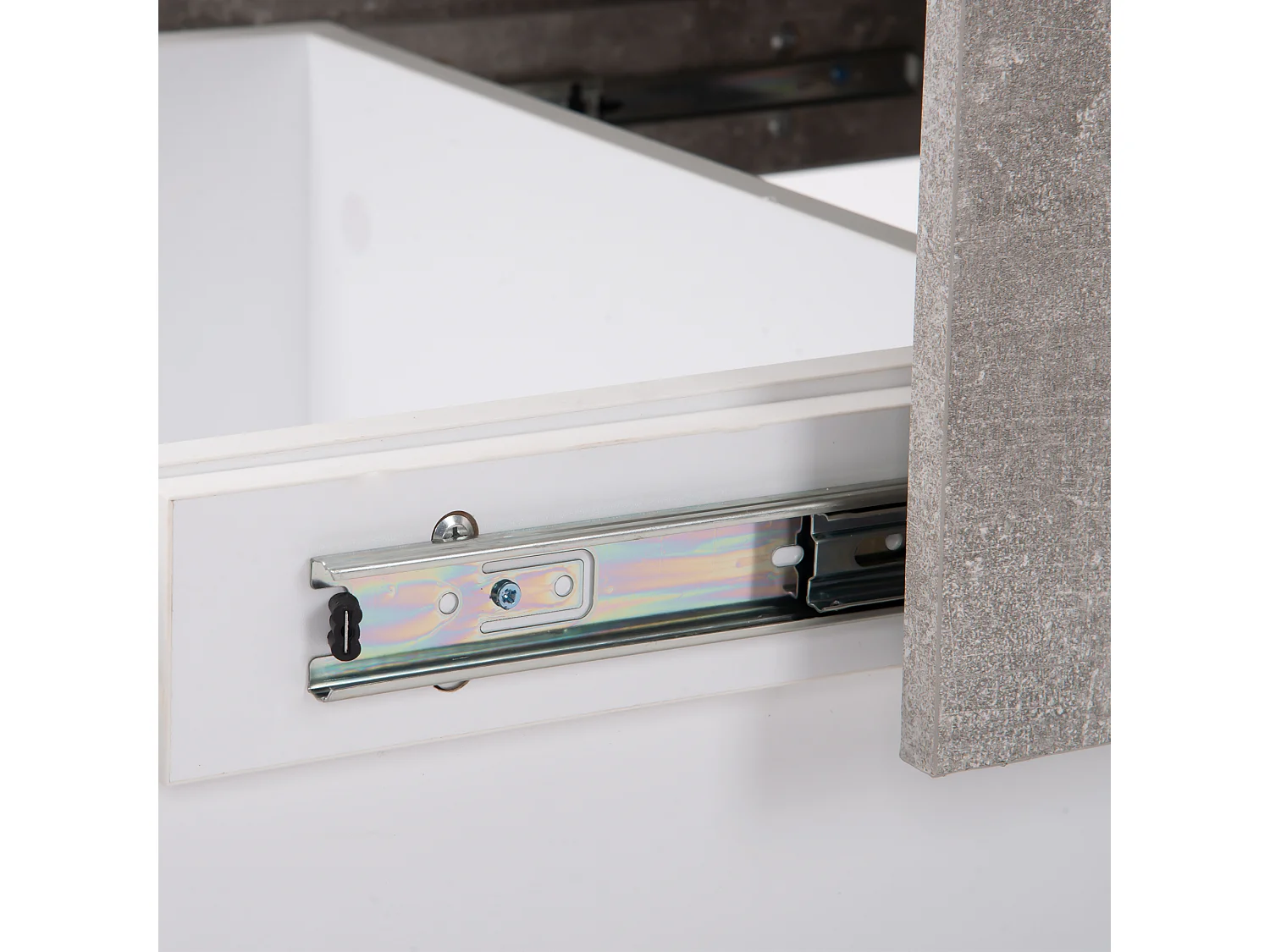 Tavolino universale con finitura laccata, piano allungabile e contenitore, pannello truciolare, grigio (91x62,5x45 cm)