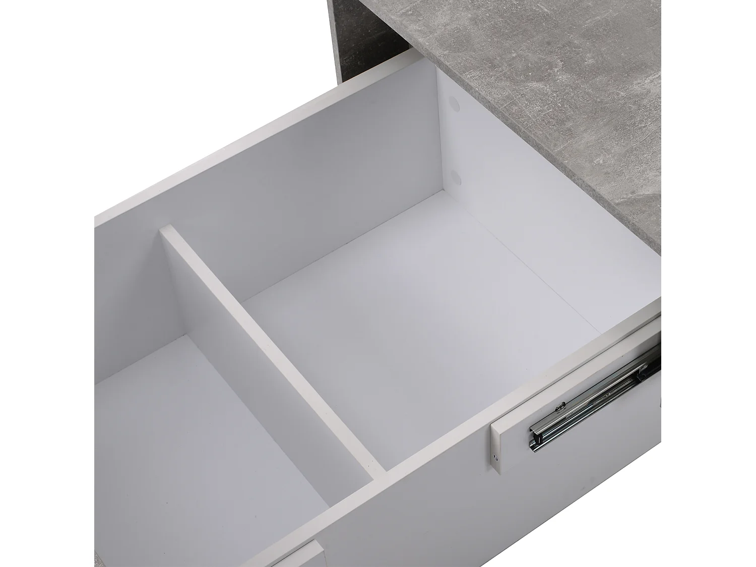Tavolino universale con finitura laccata, piano allungabile e contenitore, pannello truciolare, grigio (91x62,5x45 cm)