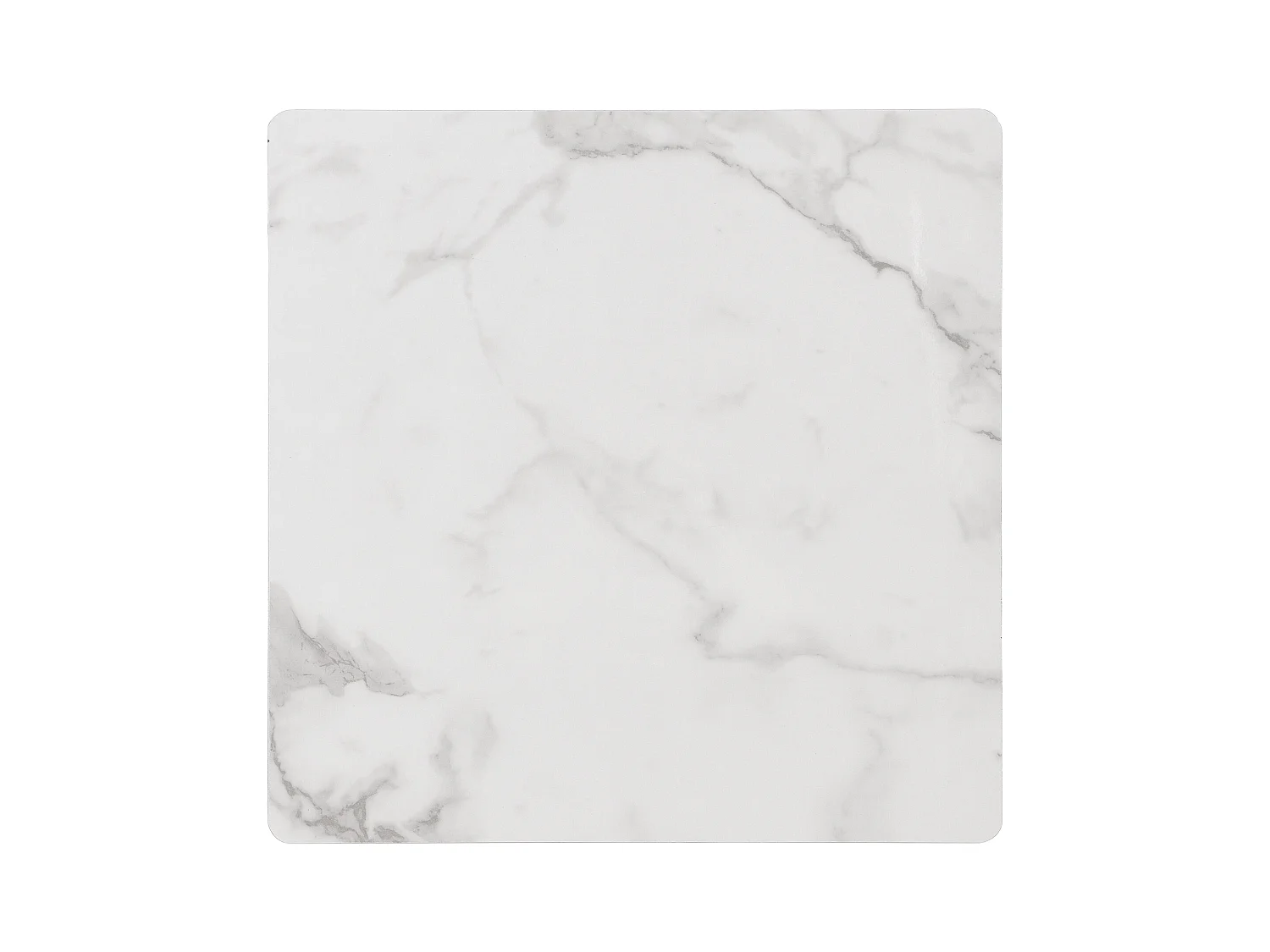 Set de 2 tables basses carrées, finition marbre brillant, pieds réglables, MDF, blanc (60x60x45cm & 45x45x40cm)