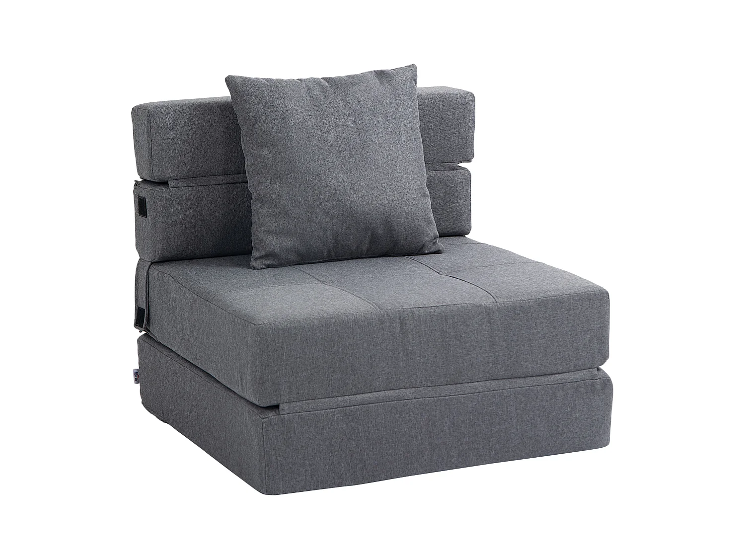 Fauteuil convertible 2-en-1 avec fonction lit, mousse, gris foncé (70x70x61cm)