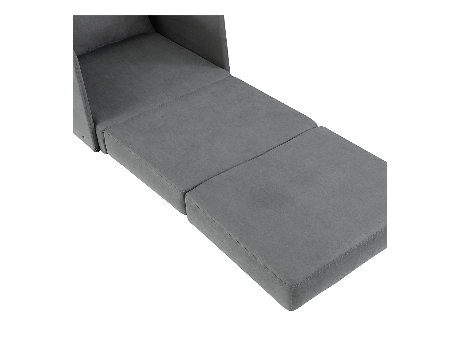 Fauteuil convertible en lit, 2 poches de rangement, cadre métallique, polyester, gris (70x76x77 cm)