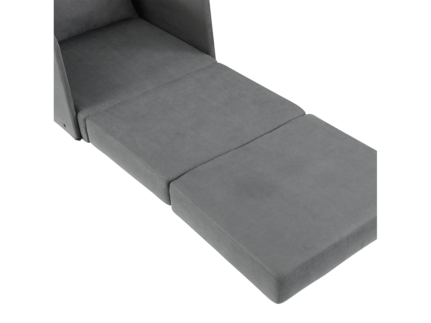 Fauteuil omvormbaar tot bed, 2 opbergvakken, metalen frame, polyester, grijs (70x76x77 cm)