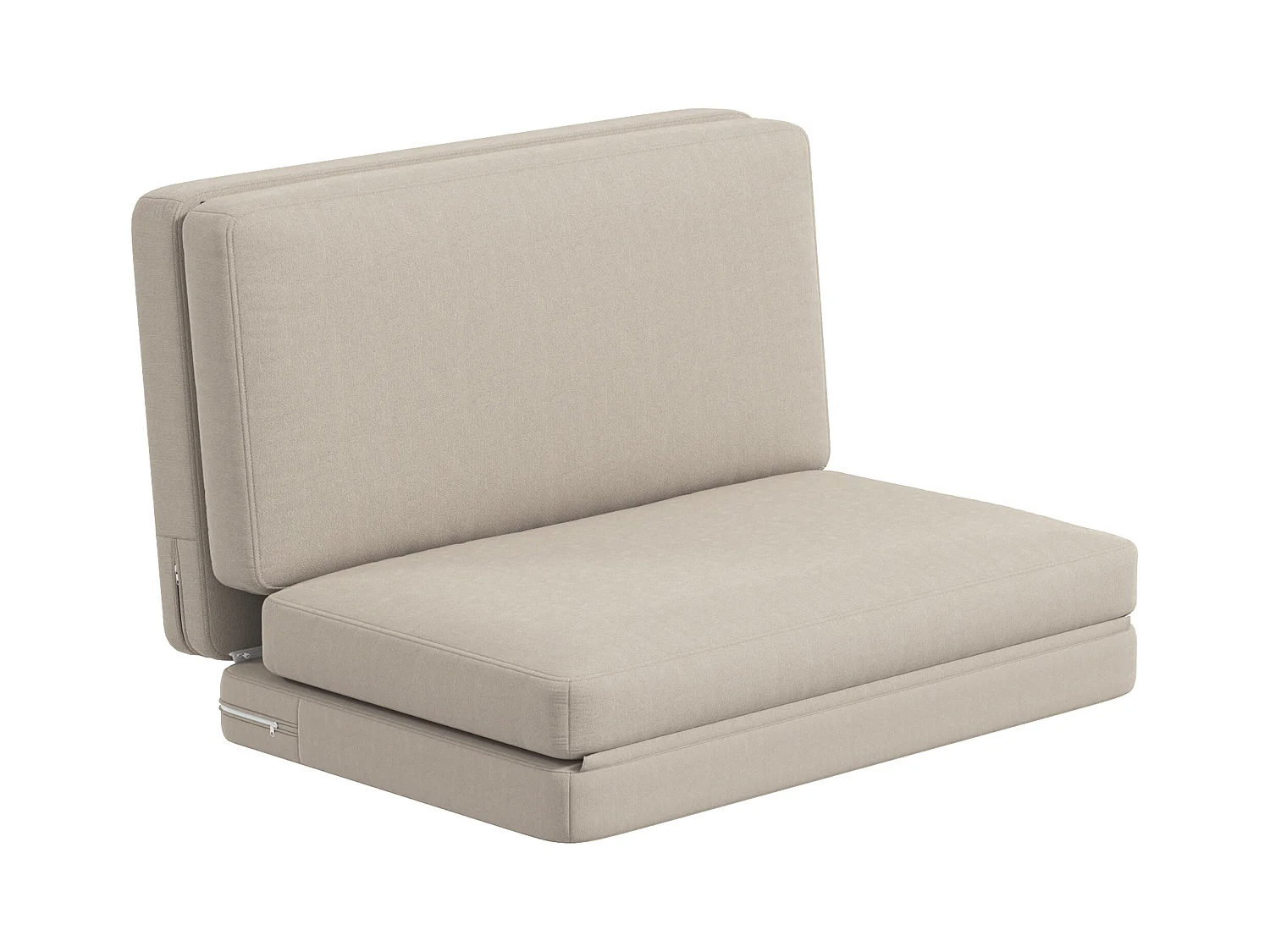 Canapé convertible 3-en-1, velours beige, matelas épais, pliable et confortable, charge 240 kg (275x120x10cm)