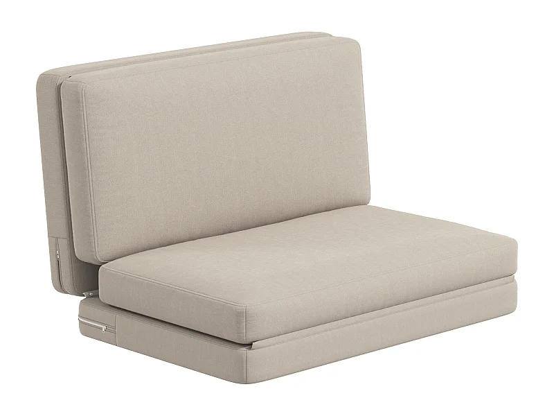 Canapé convertible 3-en-1, velours beige, matelas épais, pliable et confortable, charge 240 kg (275x120x10cm)