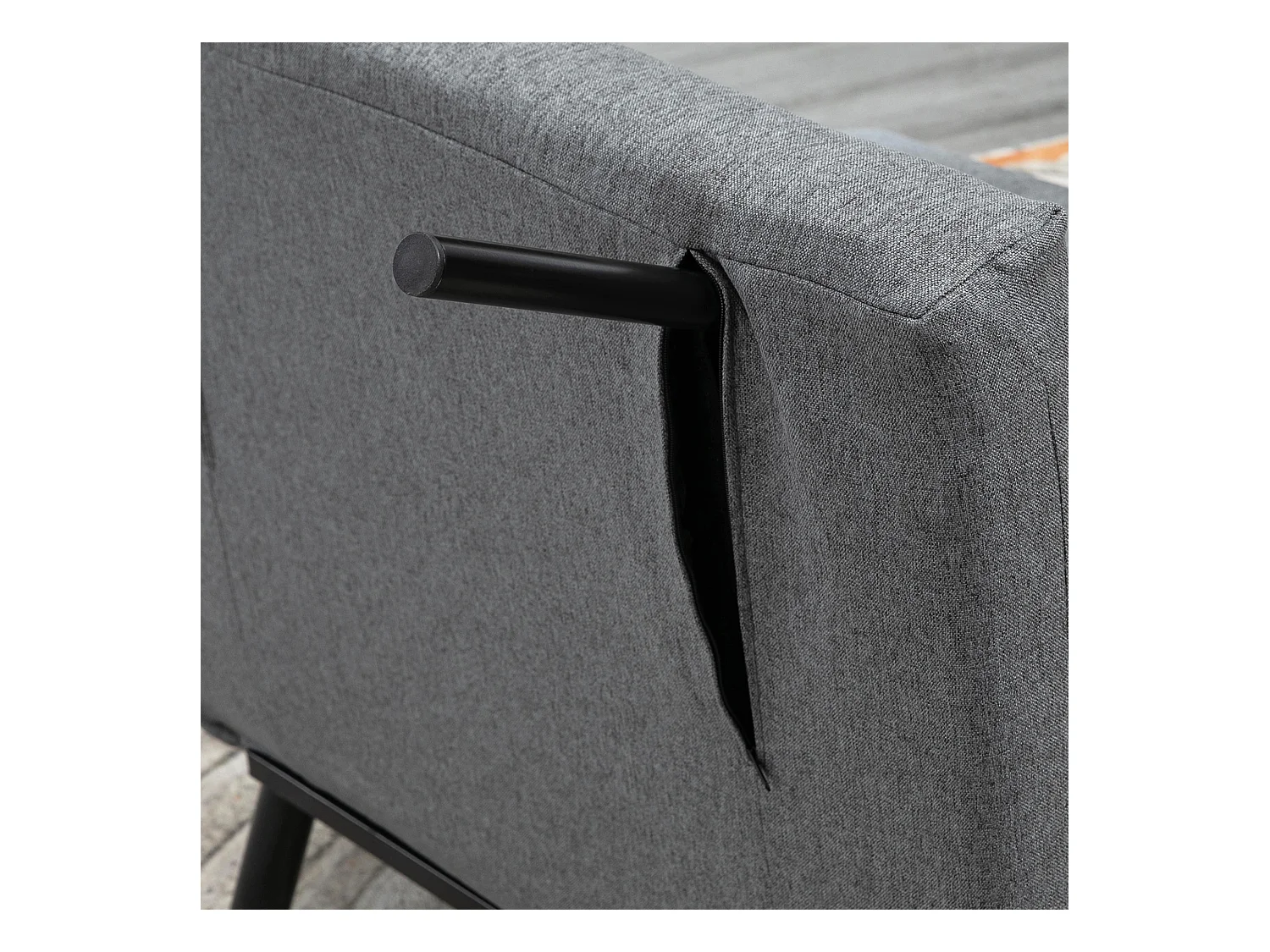 Fauteuil convertible, dossier réglable, Polyester, Gris foncé (75x70x75 cm)