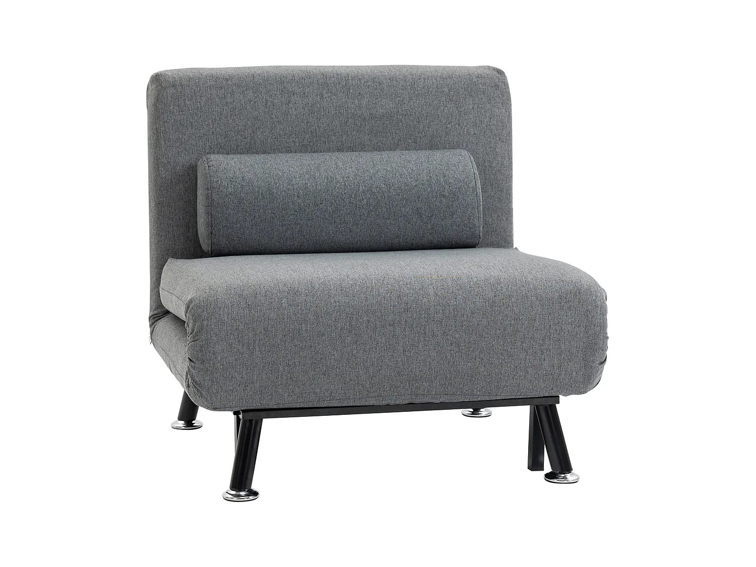 Poltrona reclinabile trasformabile, schienale regolabile, poliestere, grigio scuro (75x70x75 cm)
