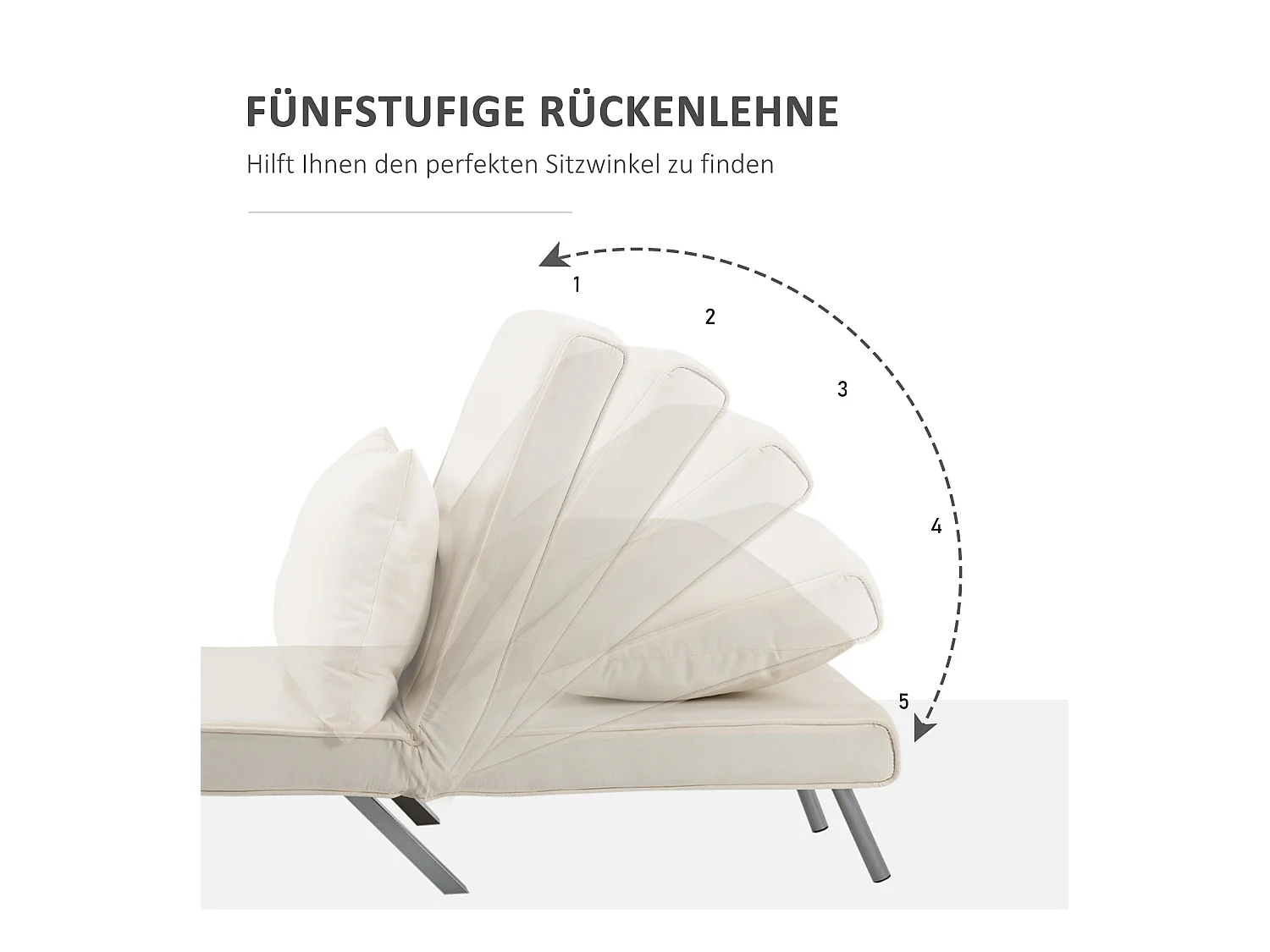 Canapé-lit 3-en-1 avec accoudoir, matelas pliant, polyester, crème (65x69x80cm)