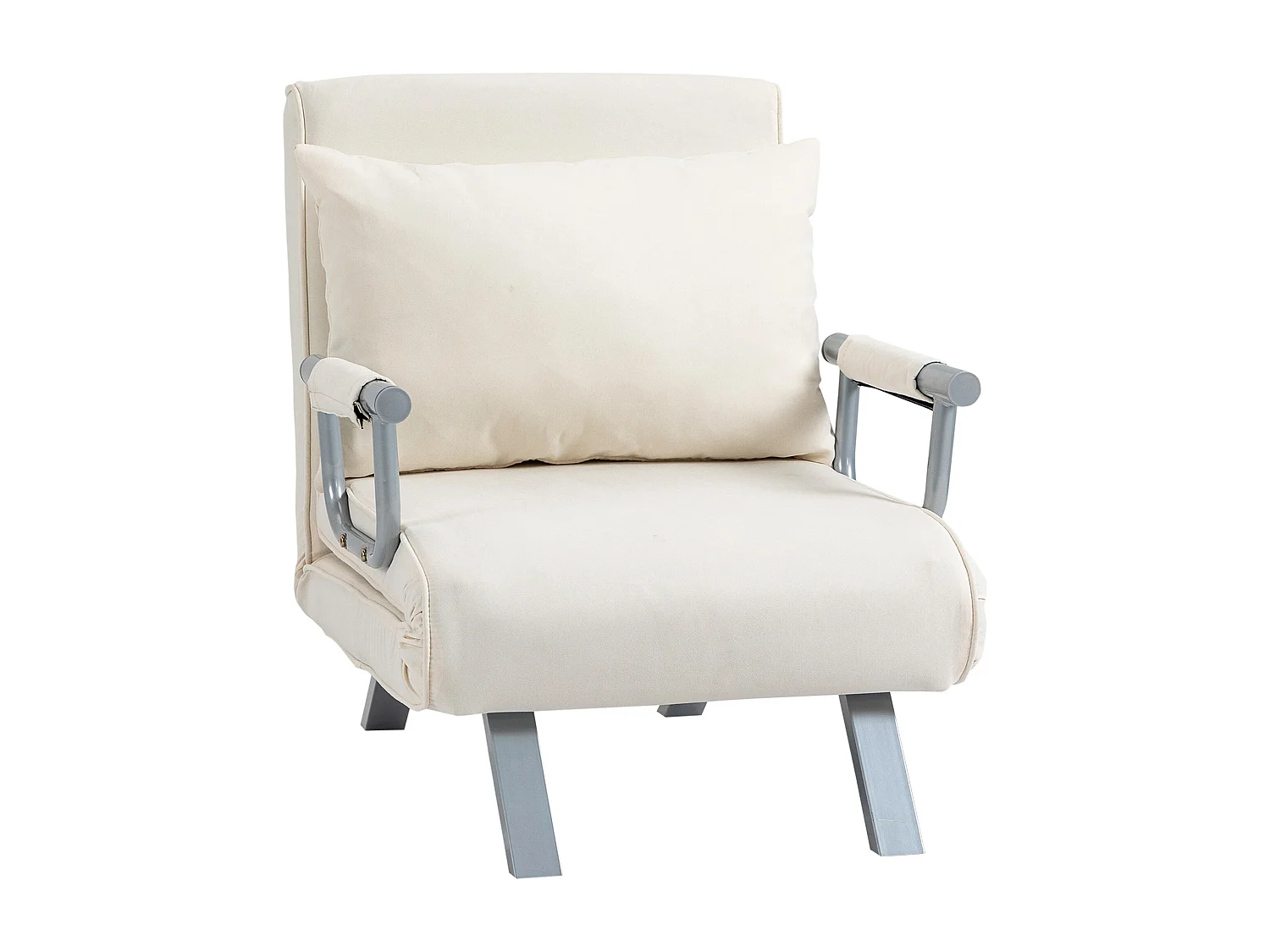 Canapé-lit 3-en-1 avec accoudoir, matelas pliant, polyester, crème (65x69x80cm)