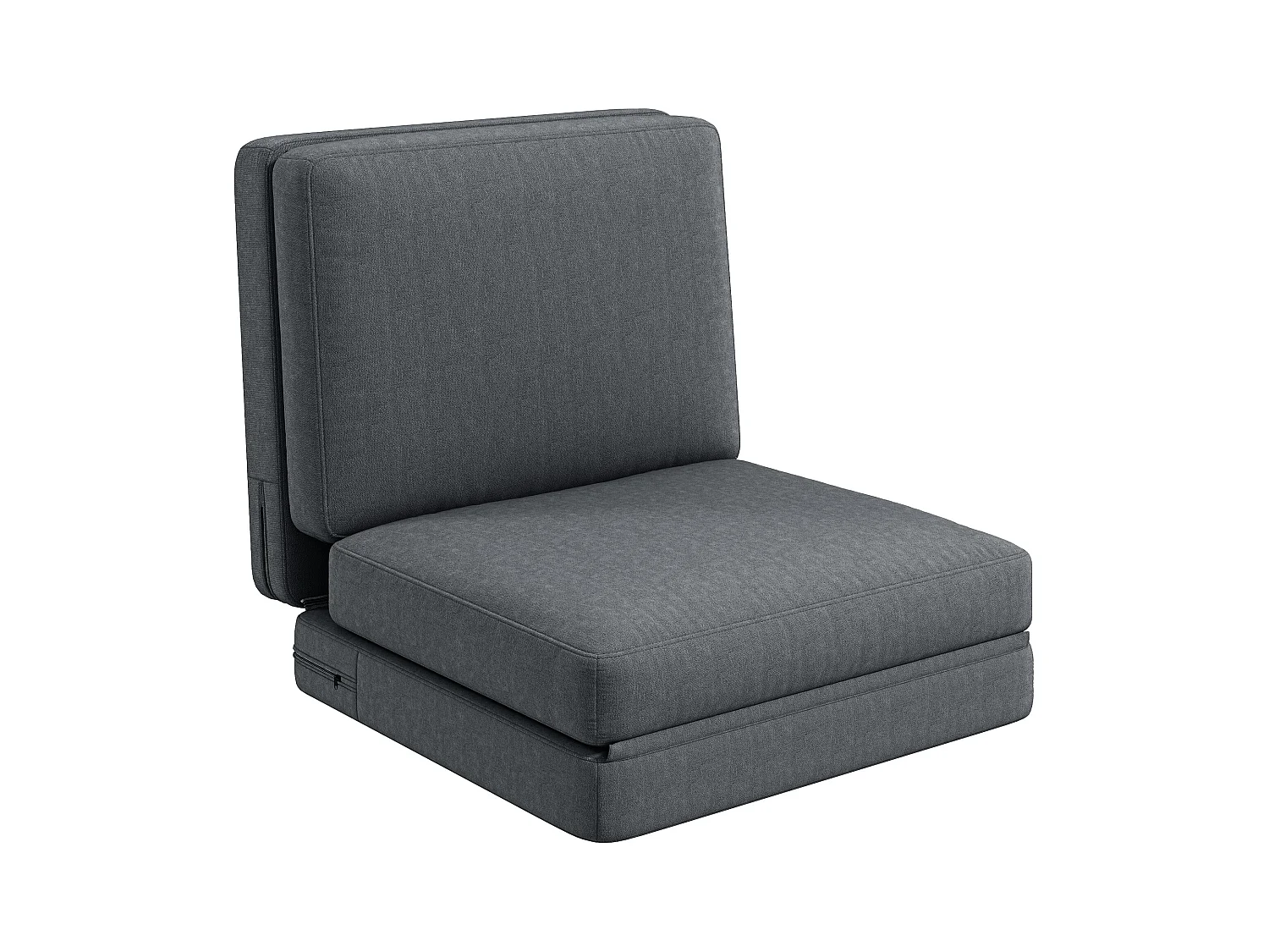 Divano pieghevole 3 in 1 effetto velluto, max. 240 kg, tessuto in poliestere, grigio scuro (75x268x18 cm)