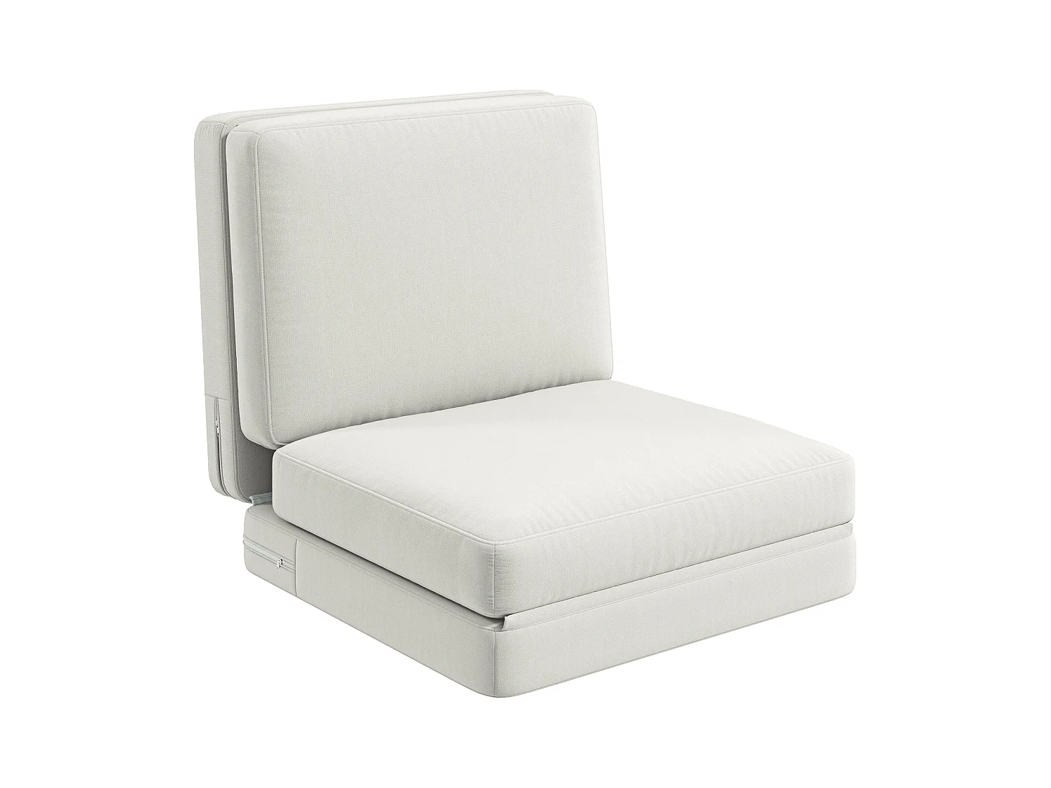 Canapé au sol 3-en-1 pliable, canapé-lit avec tissu velouté, jusqu'à 240 kg de capacité, pour salon et chambre, blanc crème (268x75x18 cm)