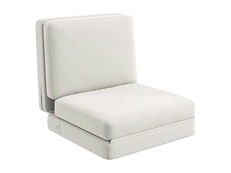 Canapé au sol 3-en-1 pliable, canapé-lit avec tissu velouté, jusqu'à 240 kg de capacité, pour salon et chambre, blanc crème (268x75x18 cm)