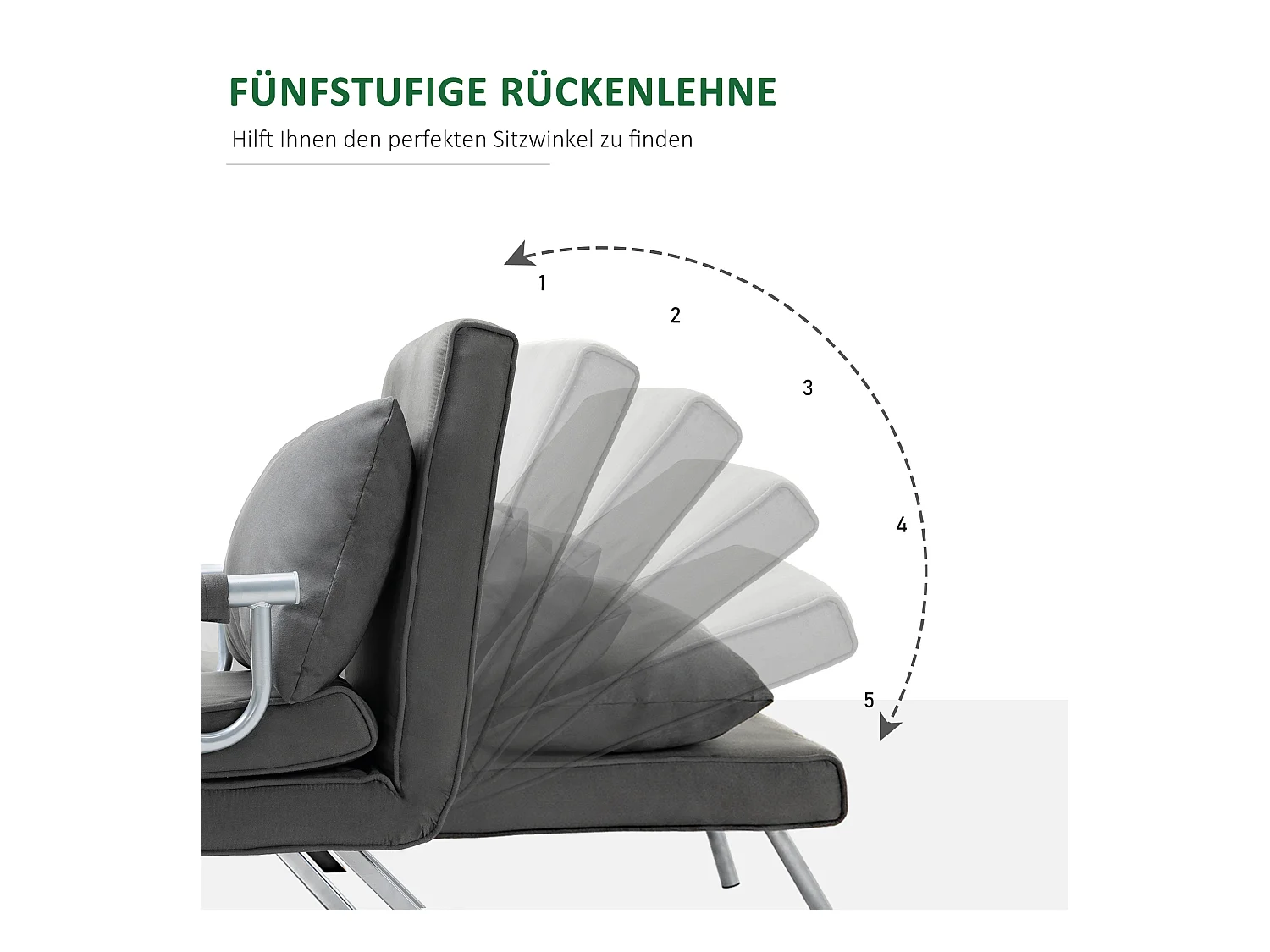 Canapé-lit 3-en-1, fauteuil convertible en lit, matelas pliant, chaiselongue en simili cuir gris (65x69x80 cm)